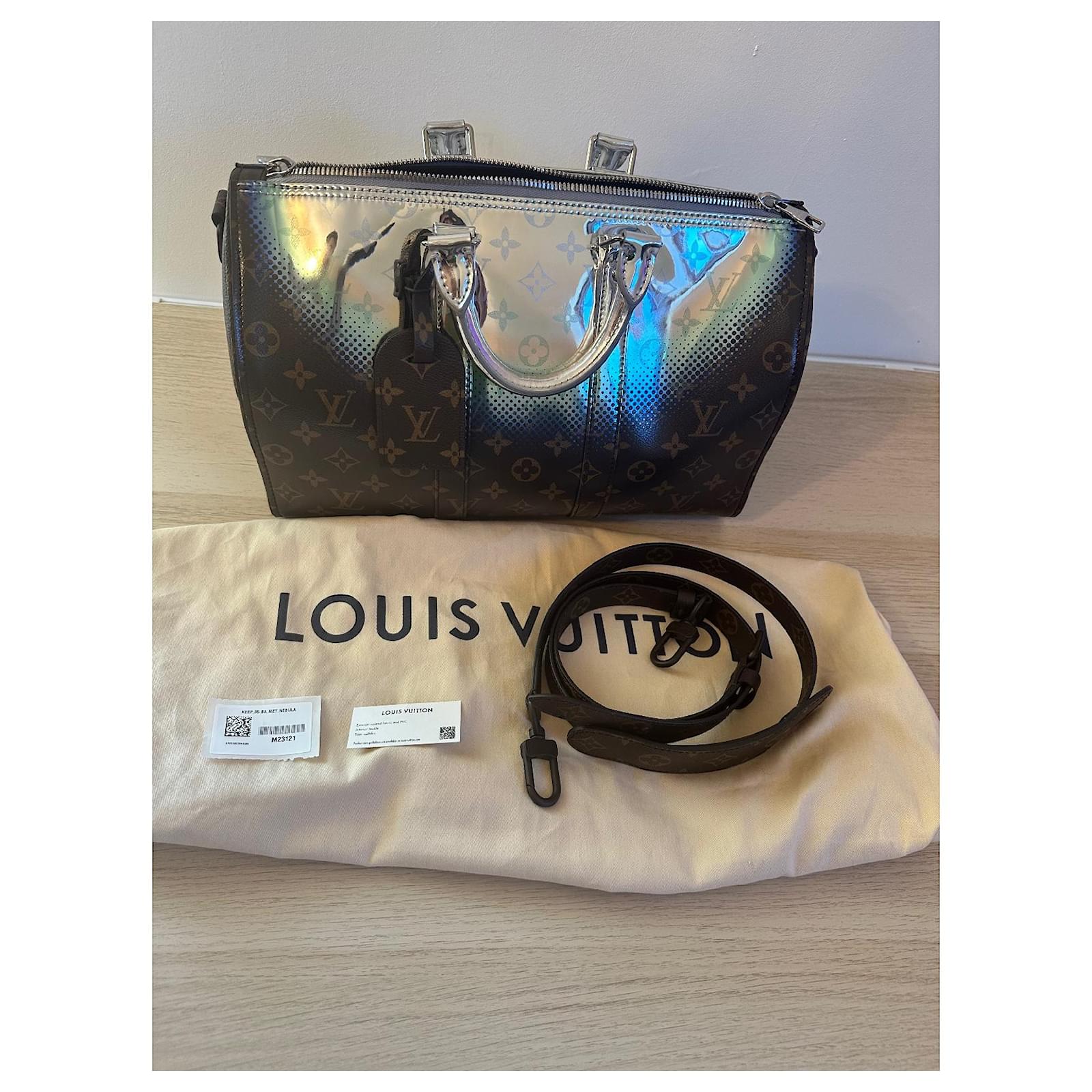 Louis Vuitton keepall 35 Nebula Brown Silvery Leather Cloth ref.965146 -  Joli Closet