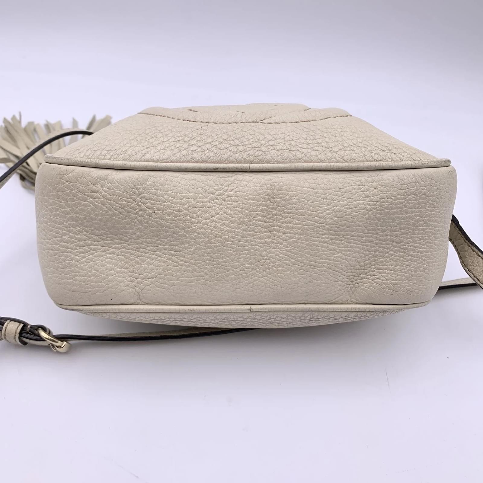 Gucci Off White Leather Soho GG Logo Crossbody Bag ref.966116