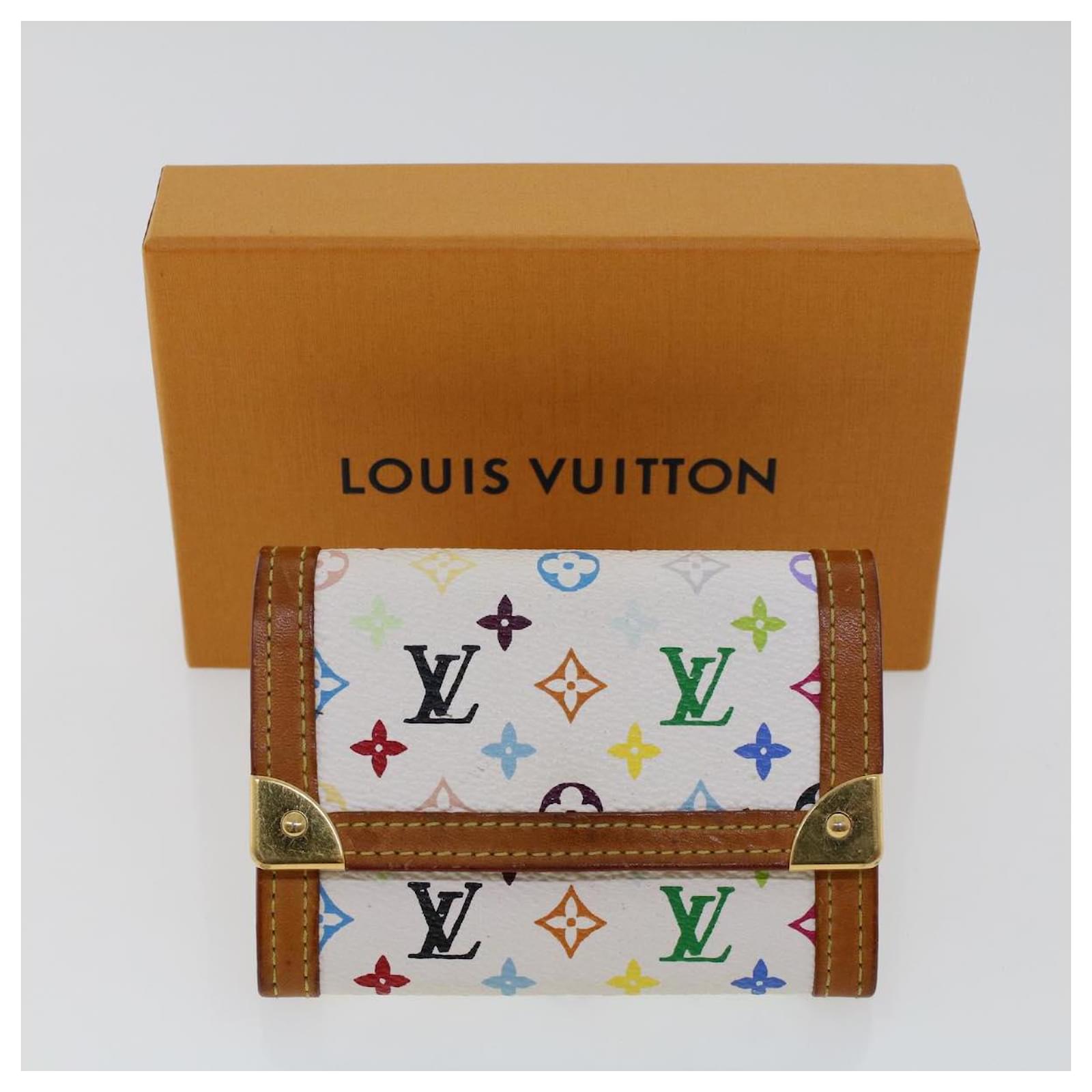 Authentic Louis Vuitton Multicolore Porte Monnaie Plat Coin Purse White