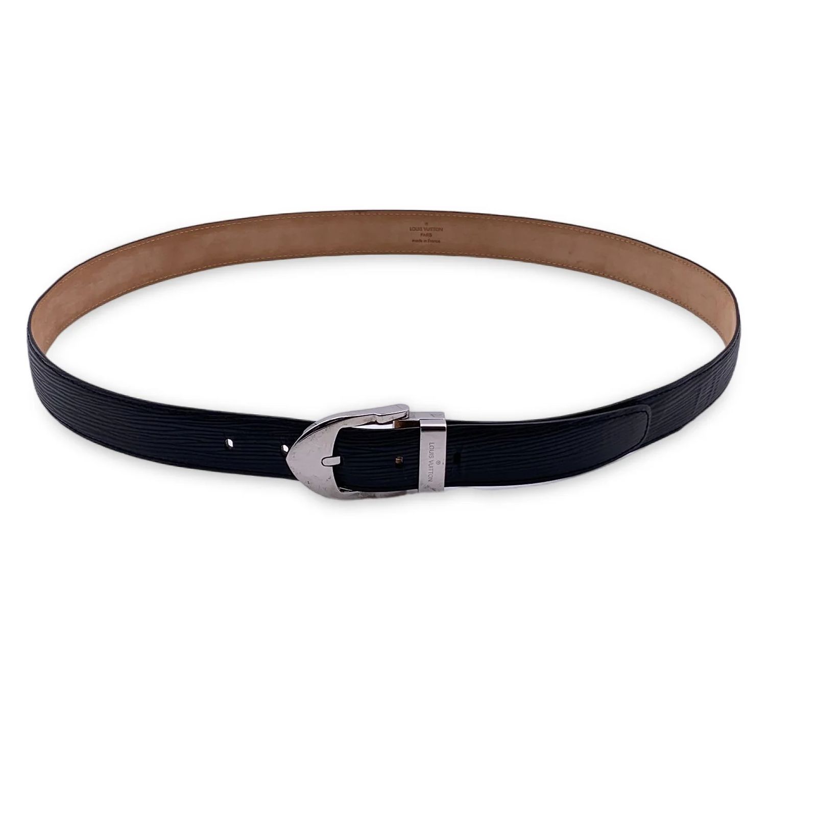 Louis Vuitton Belt Epi Leather Buckle 110 44 Black LOUIS VUITTON Epi Santur Classic Belt for Men, Noir, Black  main image 2