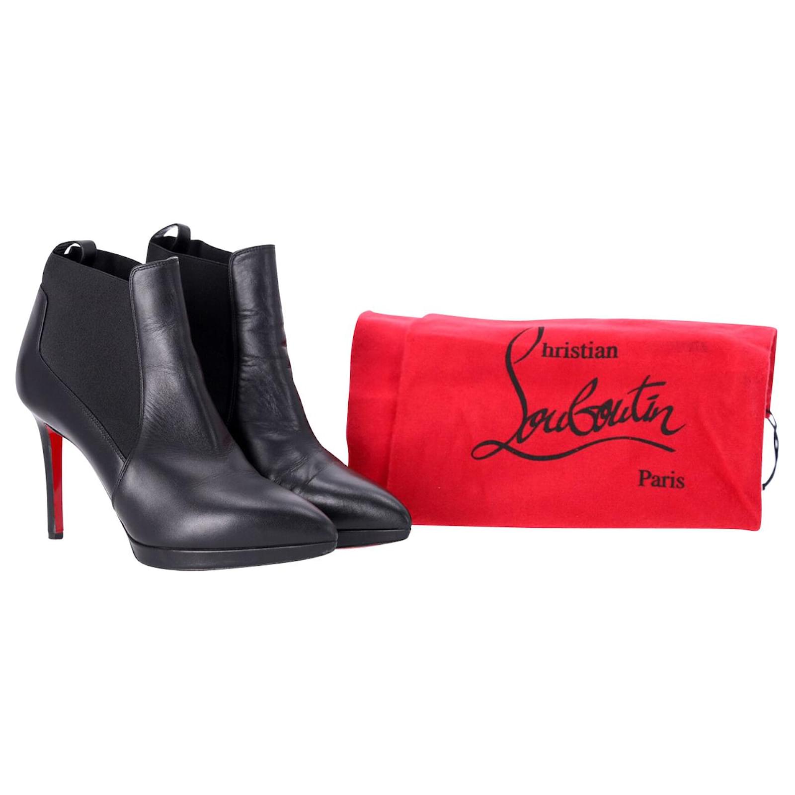 Christian Louboutin Crochinetta 100 Ankle Boots in Black Leather ref.967099 Joli Closet