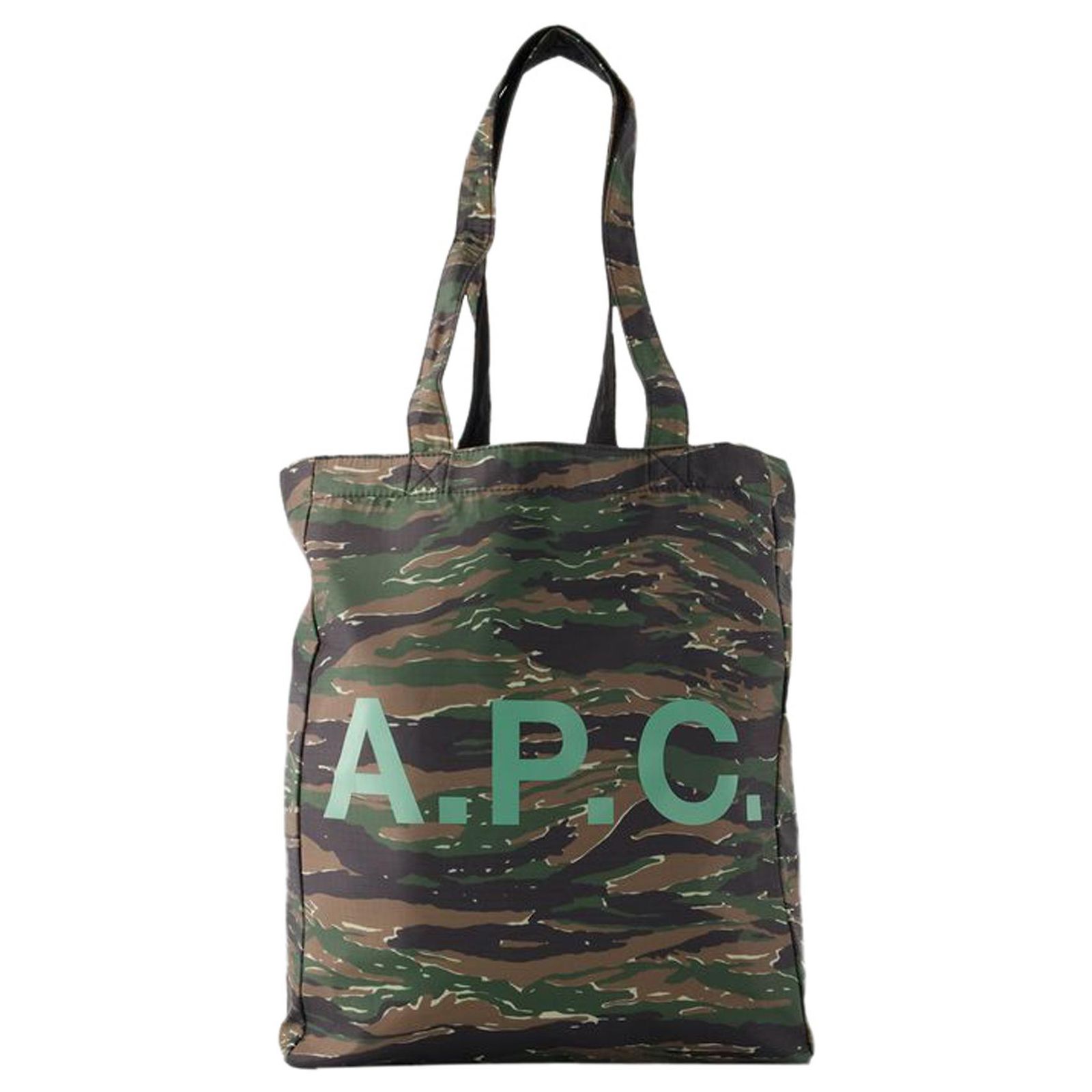 Sac Fourre-tout APC Lou Réversible Camouflage Khaki - Nylon Et Polyester, Occasion Y2K