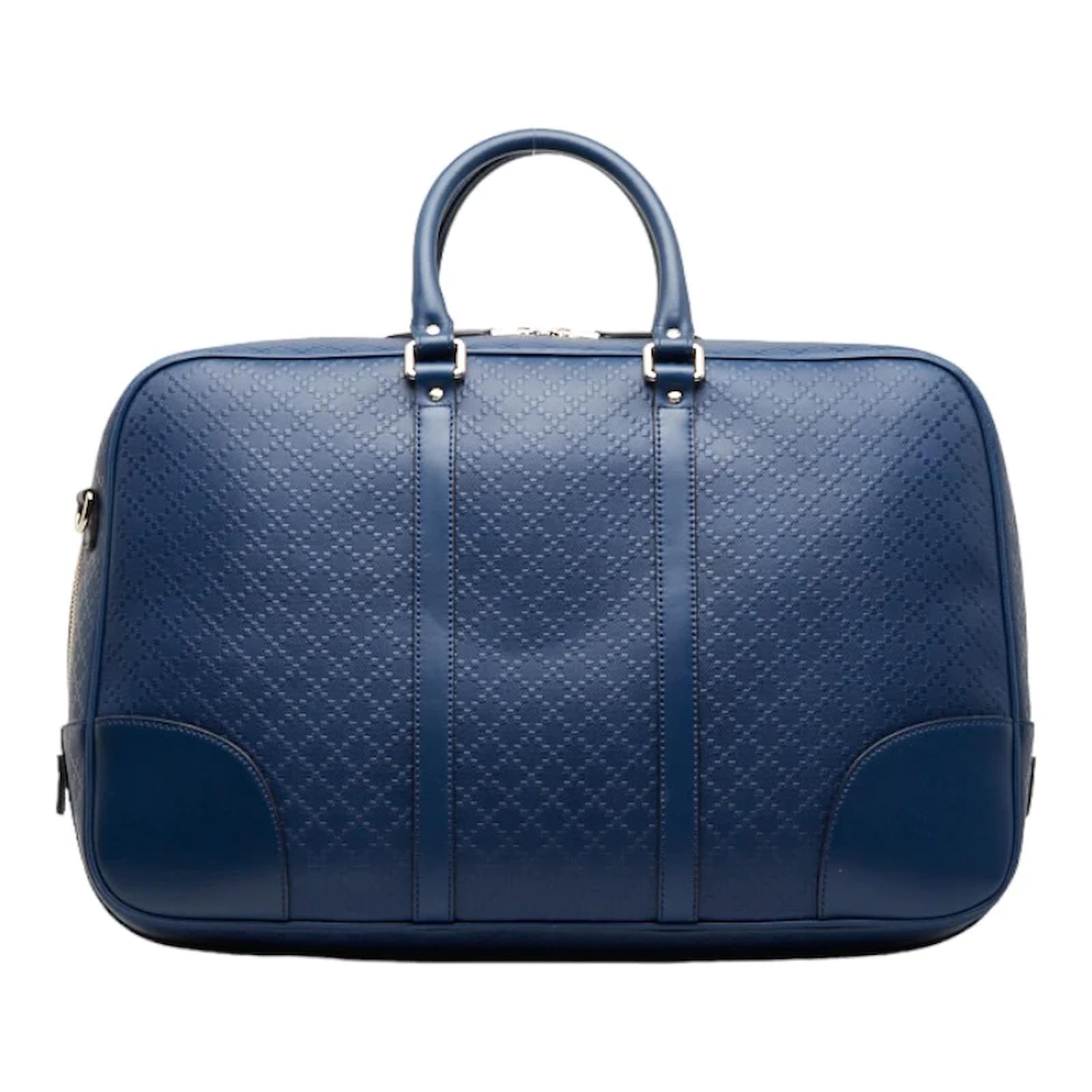 Gucci Diamante Leather Duffle Bag 353394 Blue Pony-style