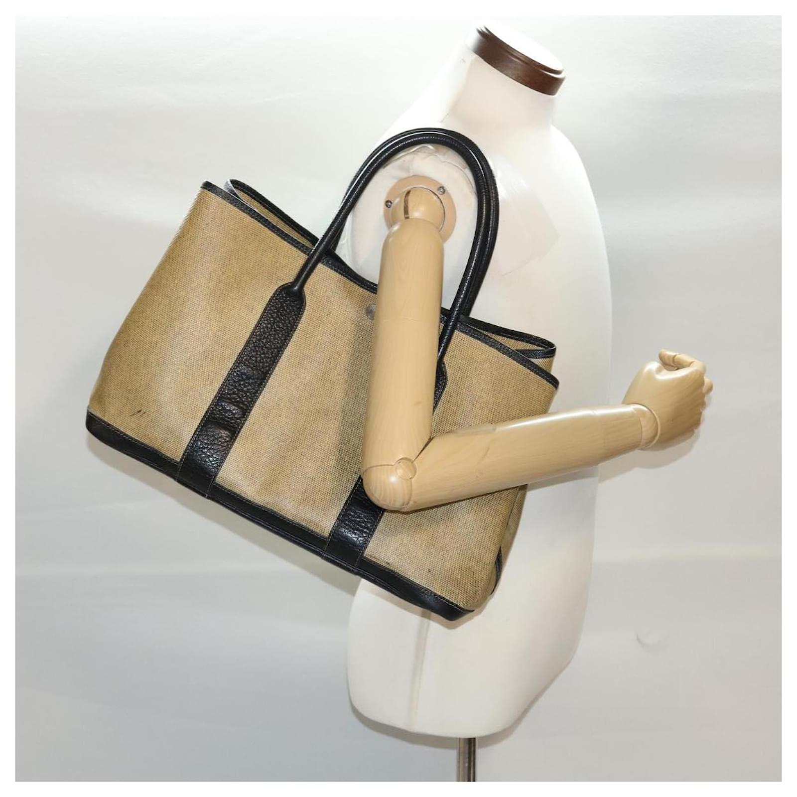Hermès HERMES Garden Party Hand Bag Coated Canvas Beige Auth bs6275 Cloth  ref.967459 - Joli Closet