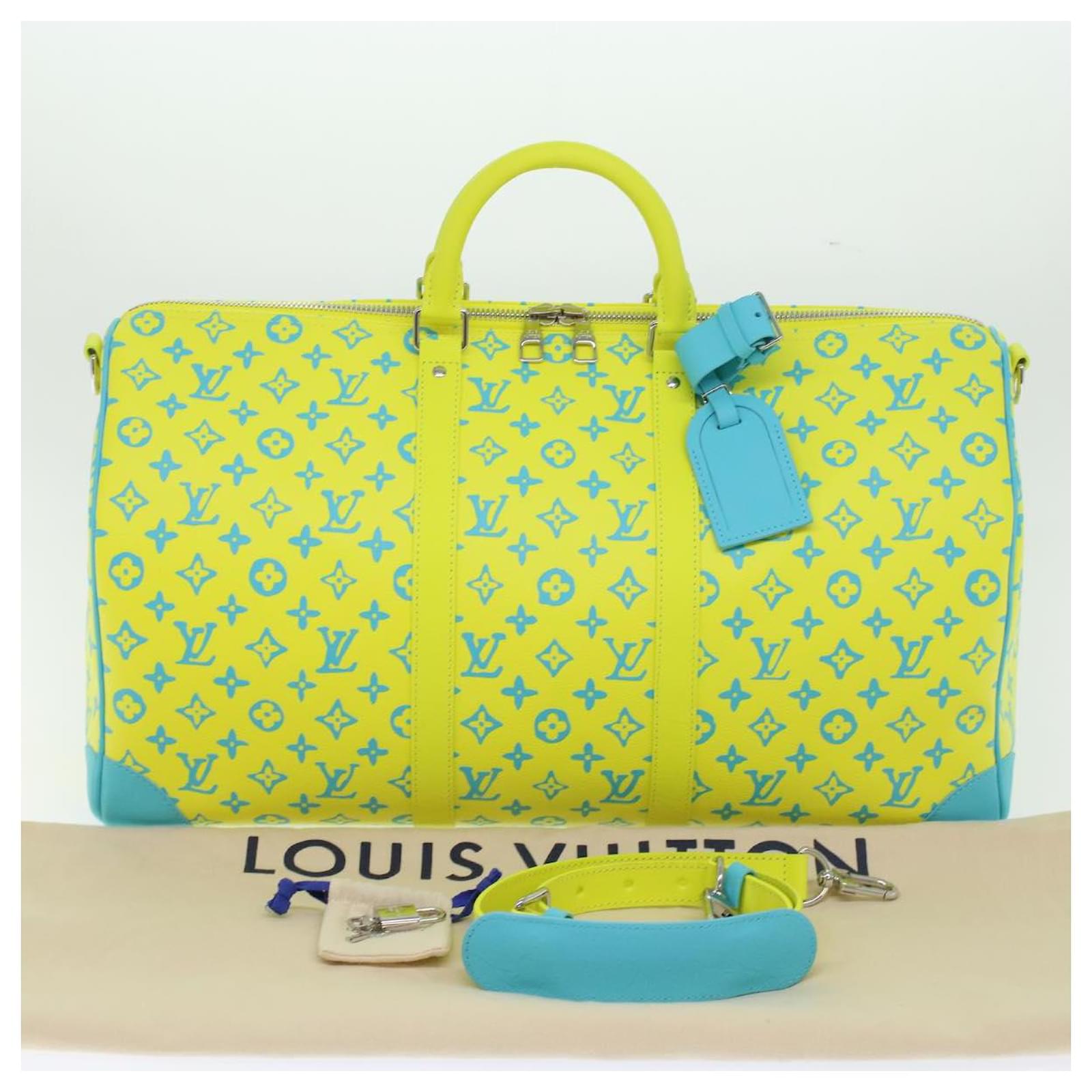 LOUIS VUITTON Monogram Neon Color Keepall Bandouliere 50 Bag M21869 auth  46404a Yellow Light blue ref.967470 - Joli Closet