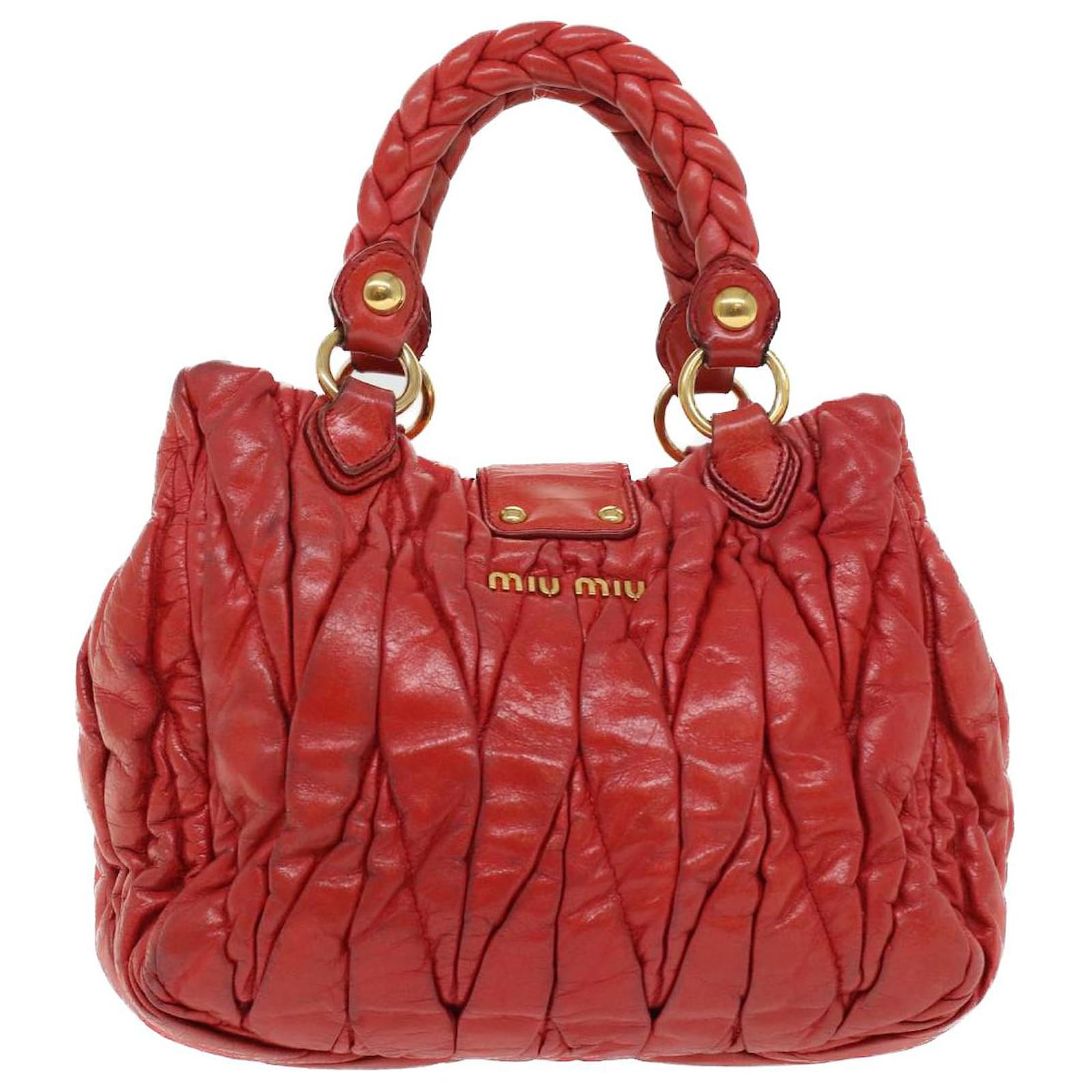 Miu Miu Materasse Hand Bag Leather 2way Shoulder Bag Red