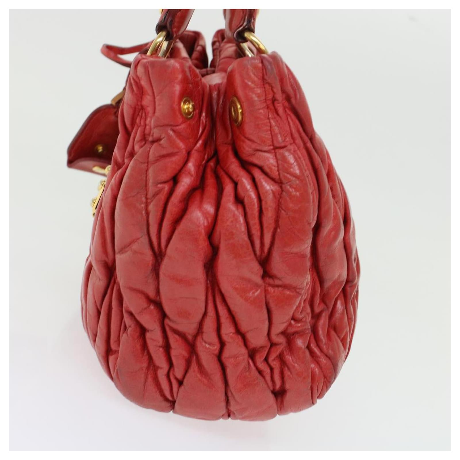 Miu Miu Materasse Hand Bag Leather 2way Shoulder Bag Red Miu Miu Materasse Hand Bag Leather 2way Shoulder Bag Red