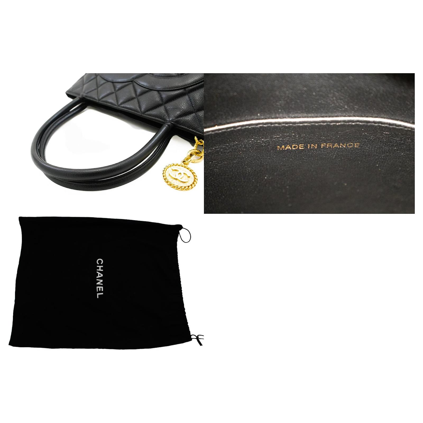 CHANEL Gold Medallion Caviar Shoulder Bag Grand Shopping Tote L08