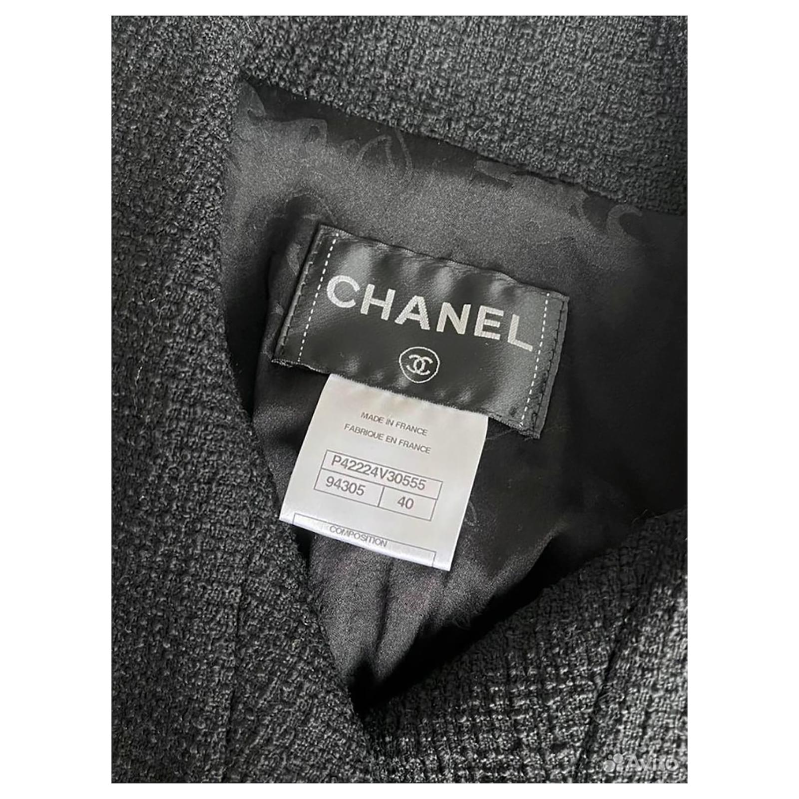 $7755 CHANEL VINTAGE 04A Coco CC Buttons Black Mix Tweed Blazer Jacket Top  F36 U