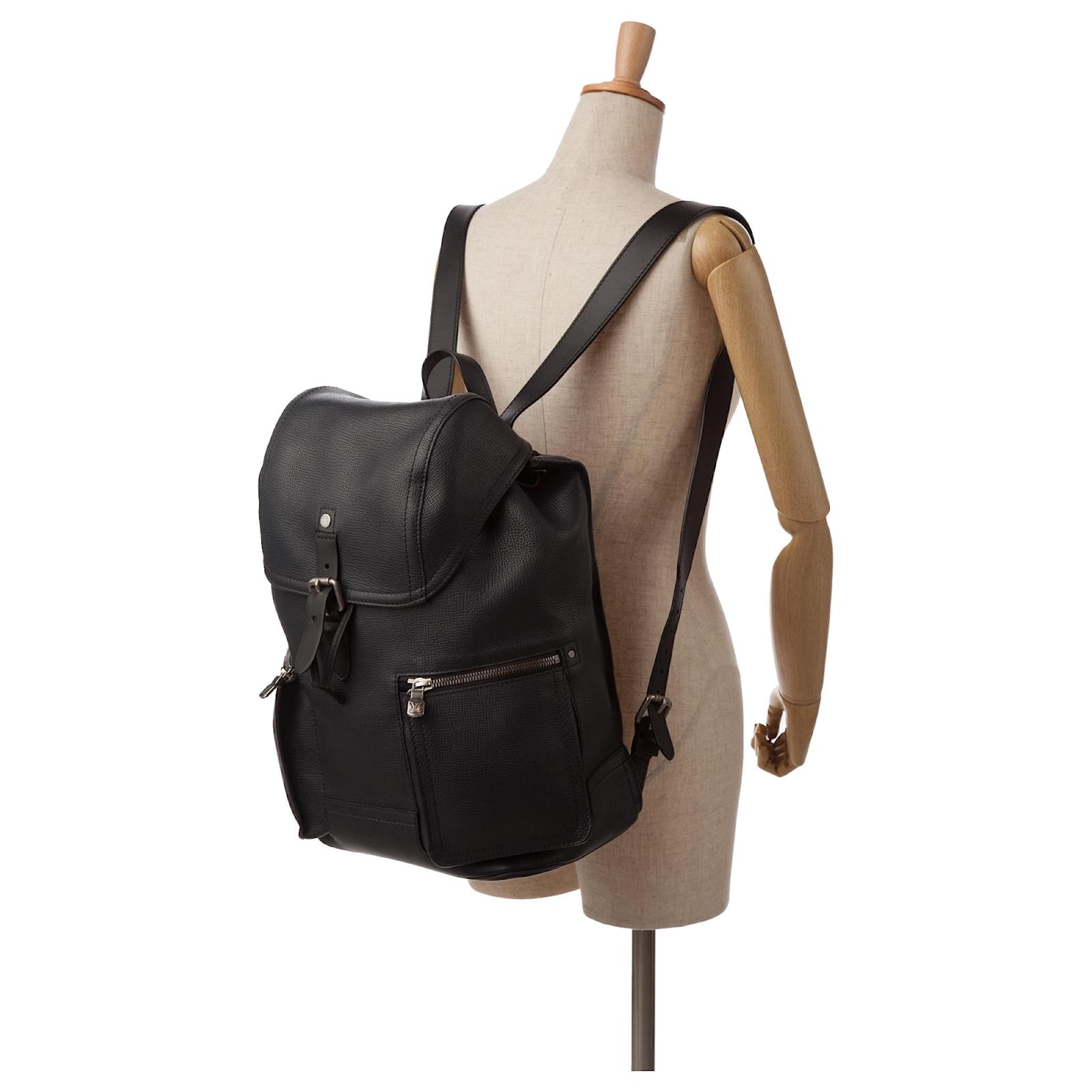 Louis Vuitton Black Utah Canyon Backpack Leather Pony-style
