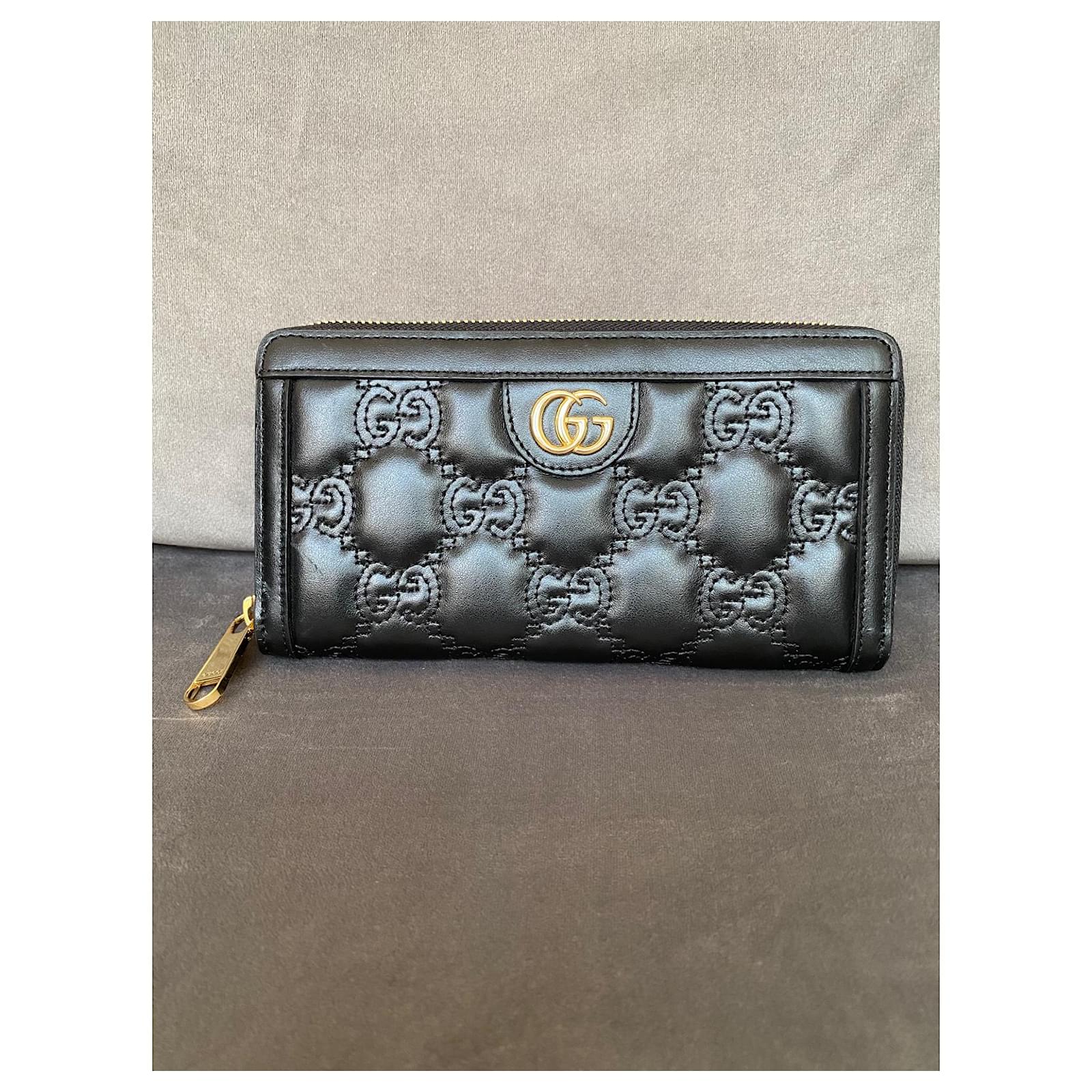 Gucci, Bags, Gucci Gg Guccissima Long Leather Wallet In Black