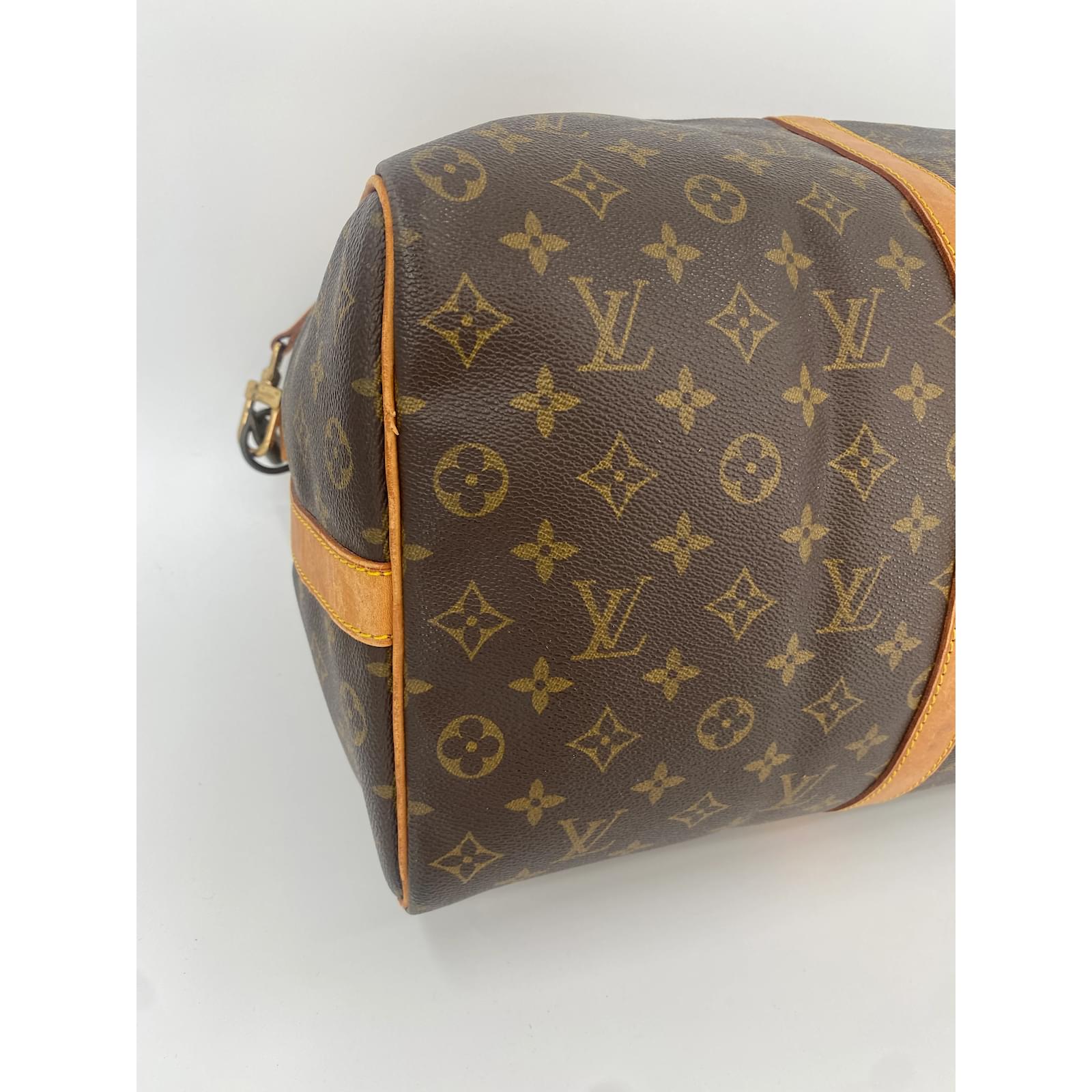 Brown Coated Canvas Louis Vuitton Keepall Bandouliere 50 Cloth ref.968404 -  Joli Closet