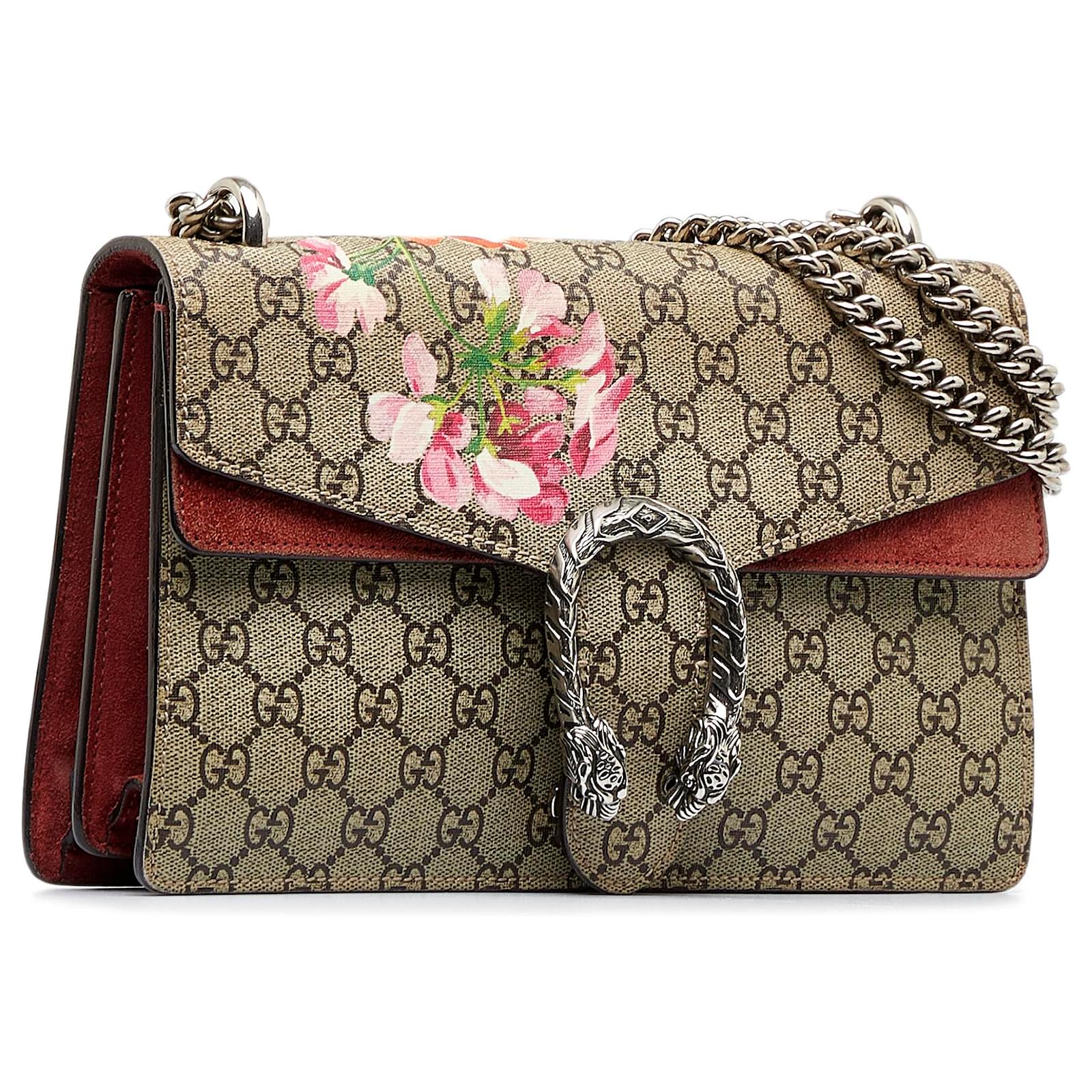 Brown Gucci Small GG Supreme Blooms Dionysus Shoulder Bag