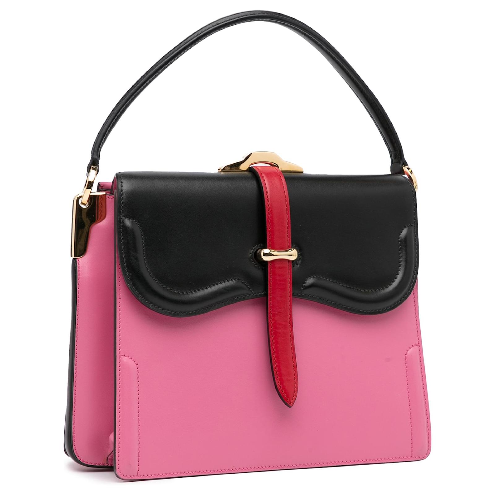 Prada Pink Saffiano Esplanade Crossbody Bag Leather Pony-style