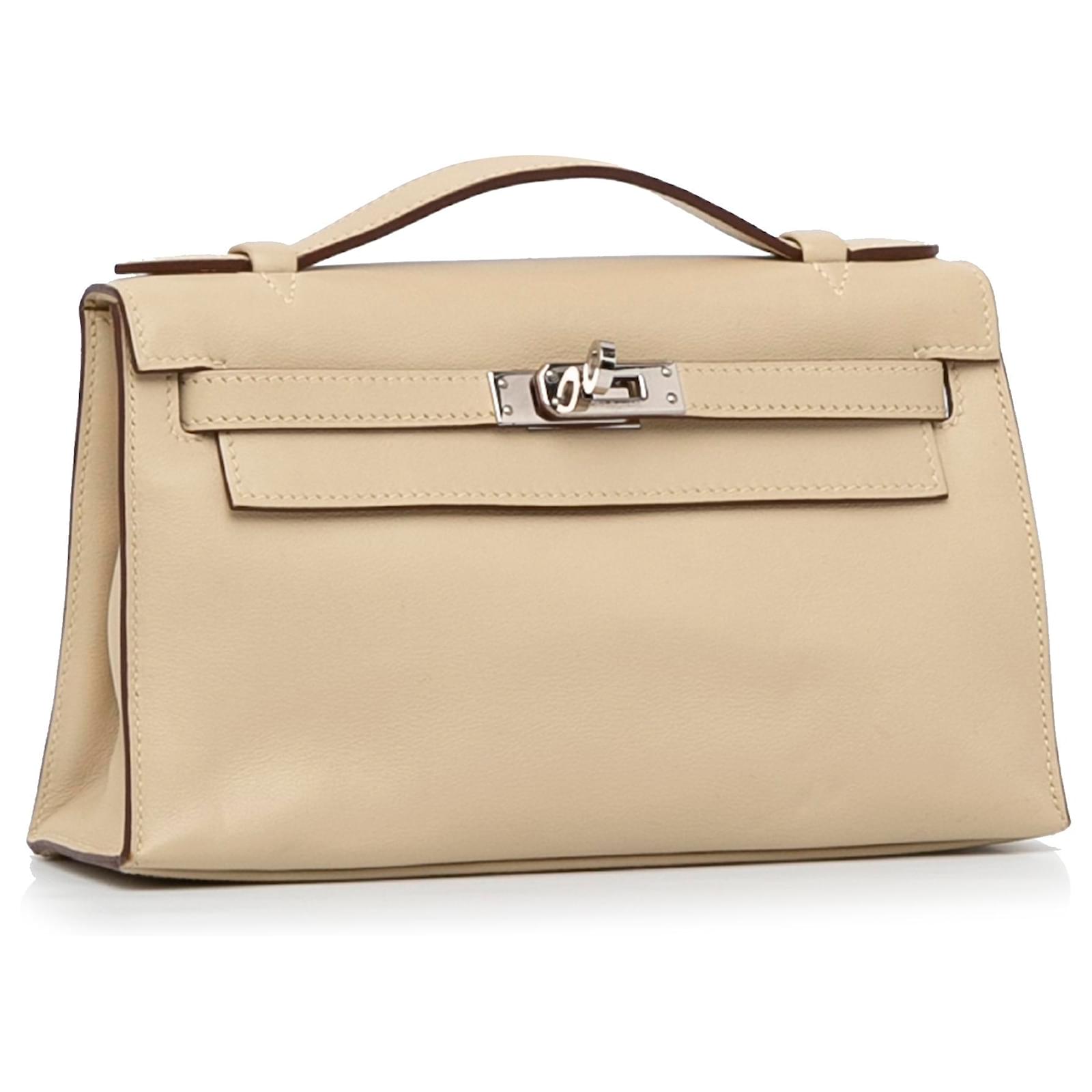 Hermès Hermes Brown 2008 Swift Kelly Pochette Beige Leather Pony-style  calfskin ref.968955 - Joli Closet