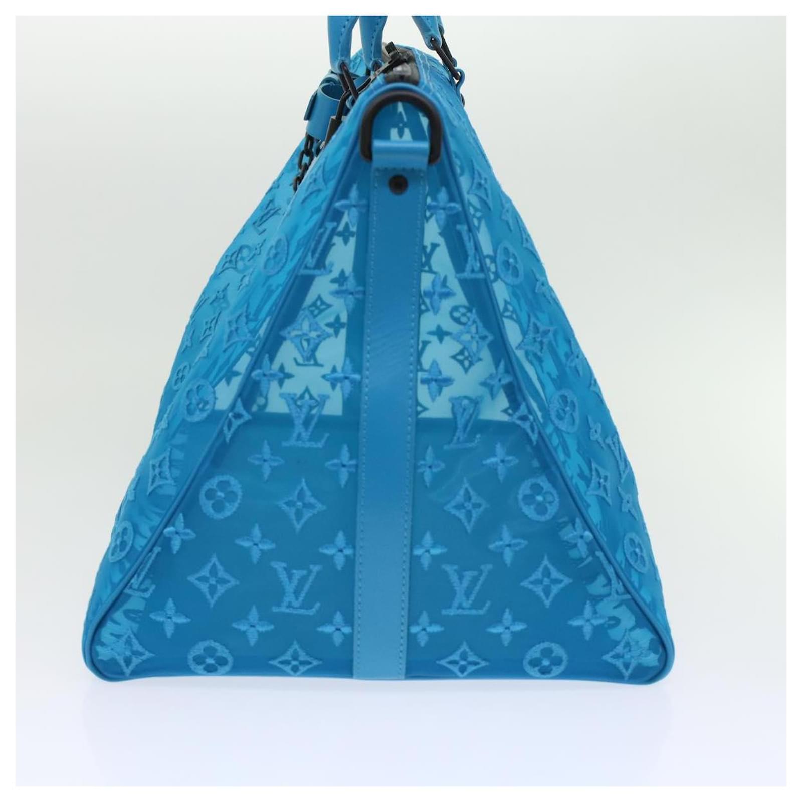 Louis Vuitton Monogram Mesh Keepall Triangle Bandoulière 50 w/ Strap - Blue  Weekenders, Bags - LOU825523