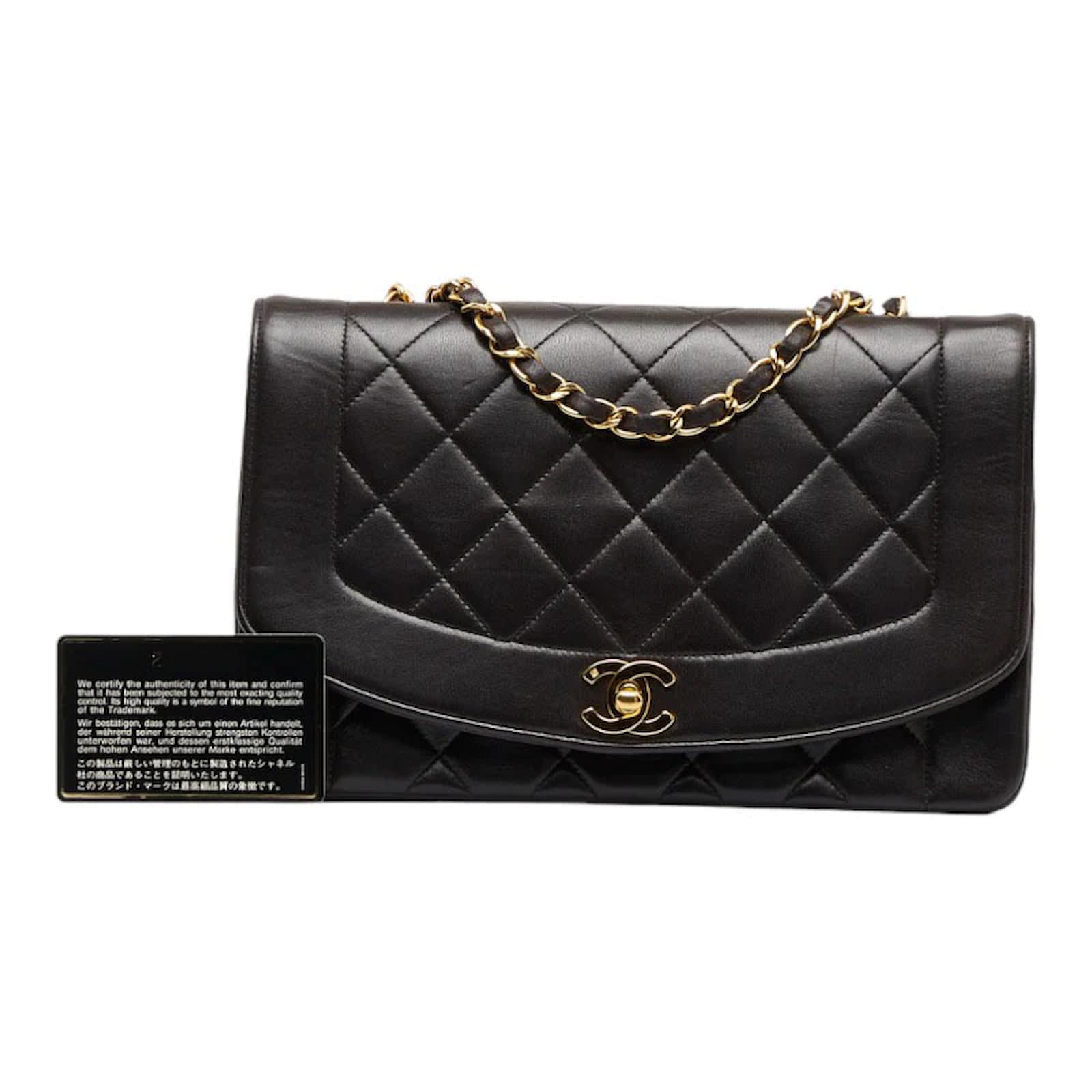 Chanel Diana Flap Crossbody Bag Black Leather Pony-style calfskin  ref.969370 - Joli Closet