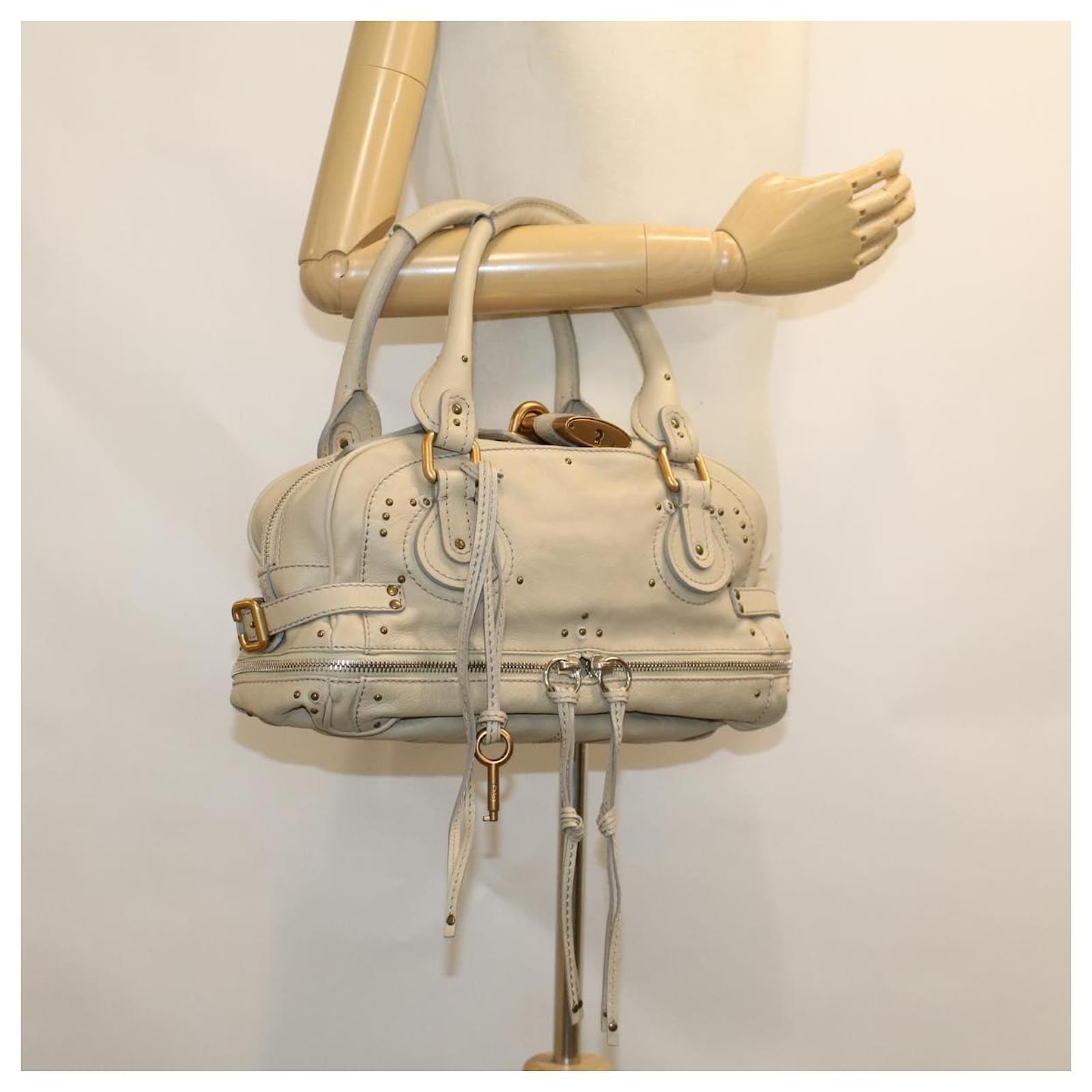 Chloé Chloe Paddington Hand Bag Leather Ivory 02-07-53 auth 45610