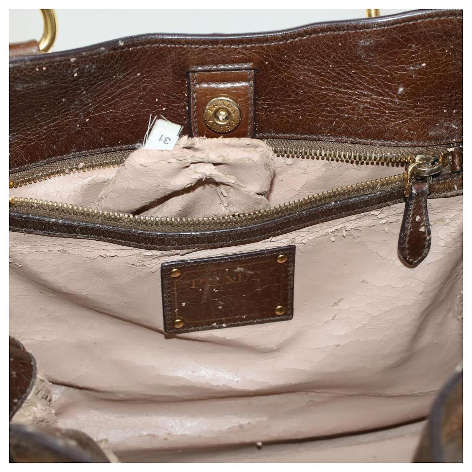 PRADA Hand Bag Leather 2way Brown Auth 45865 ref.969535 - Joli Closet