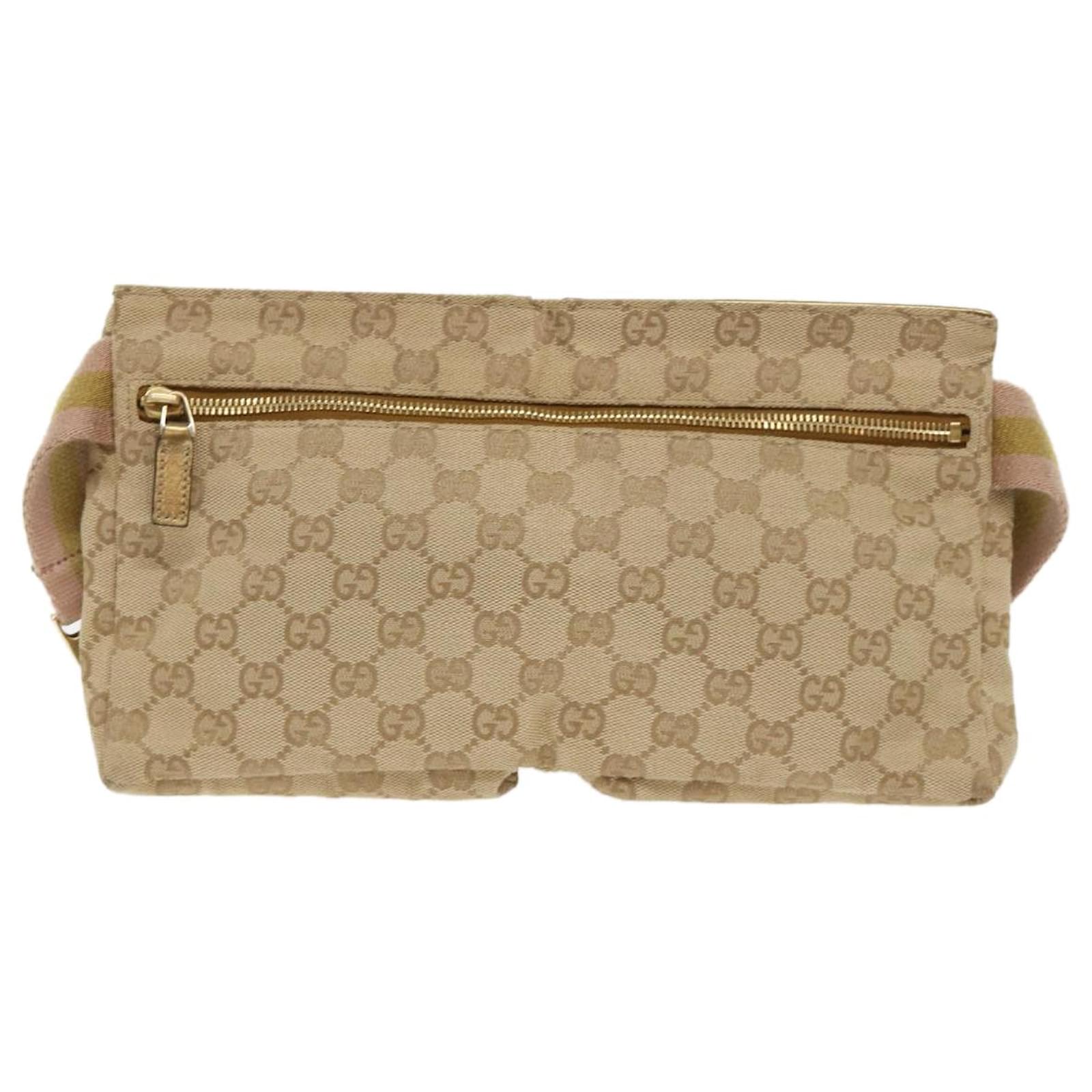 Gucci Vintage Double Belt Bag GG Canvas Small