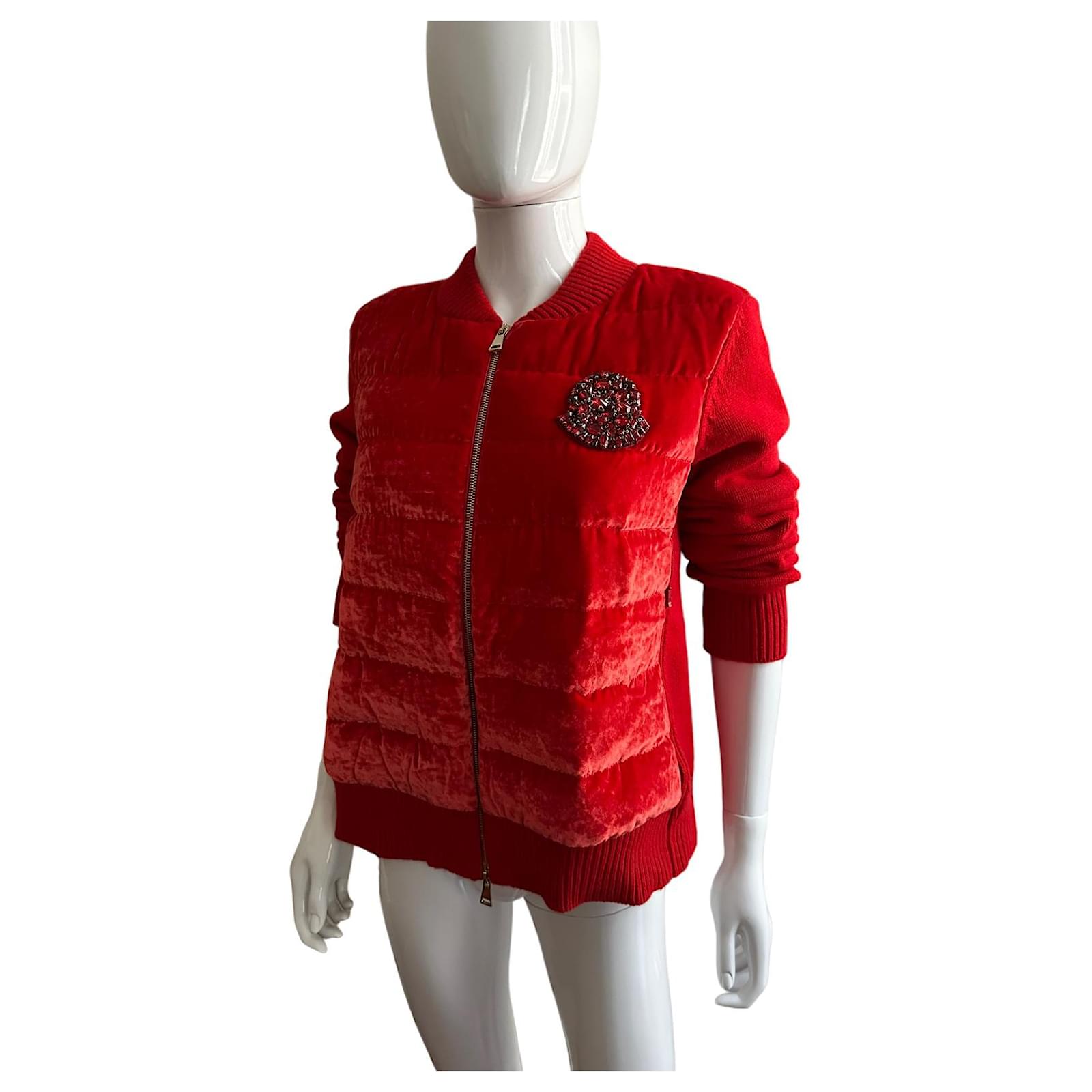 Moncler Red knit bomber jacket Wool ref.970417 - Joli Closet