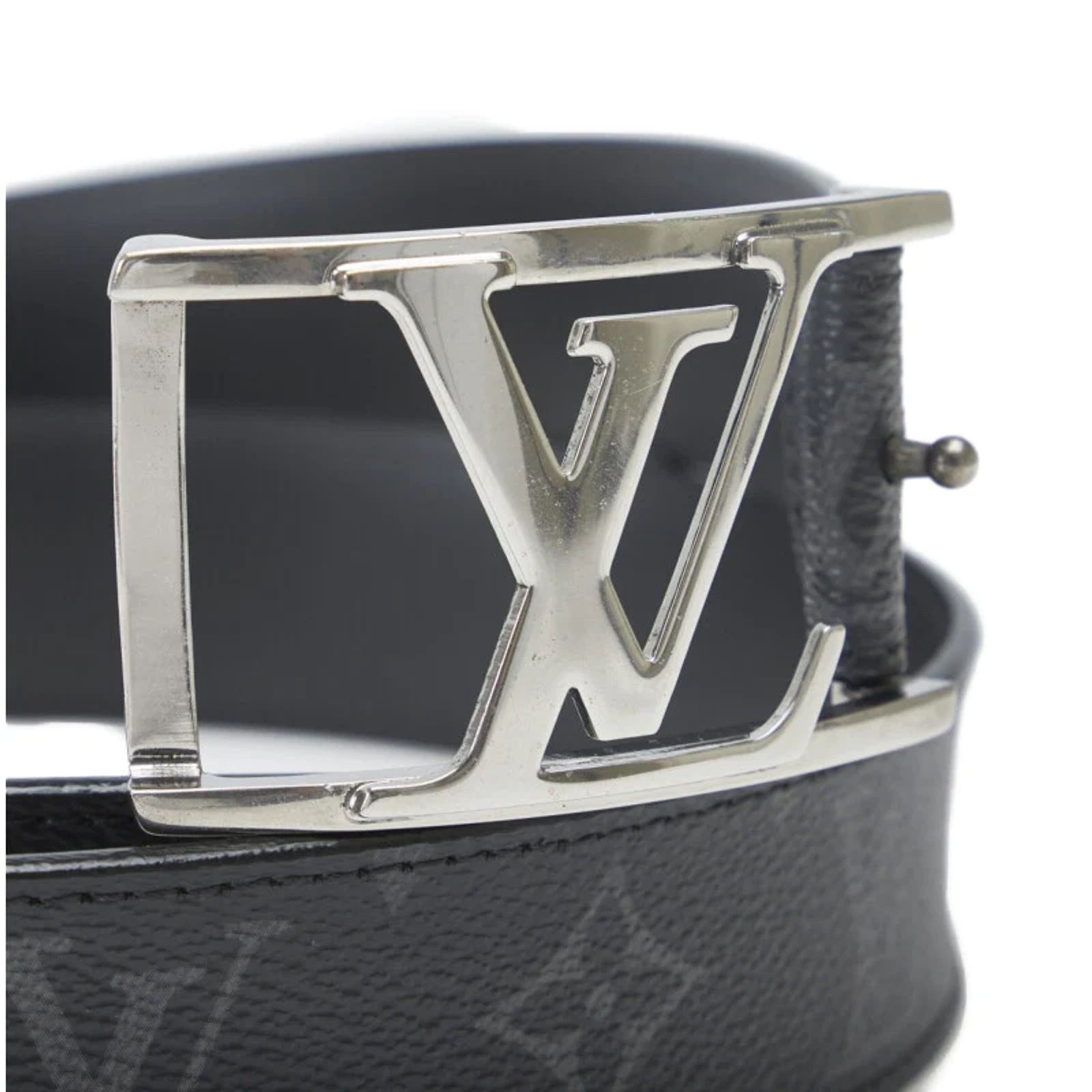 Louis Vuitton Monogram Eclipse Initiales Belt M9043 Black Cloth 