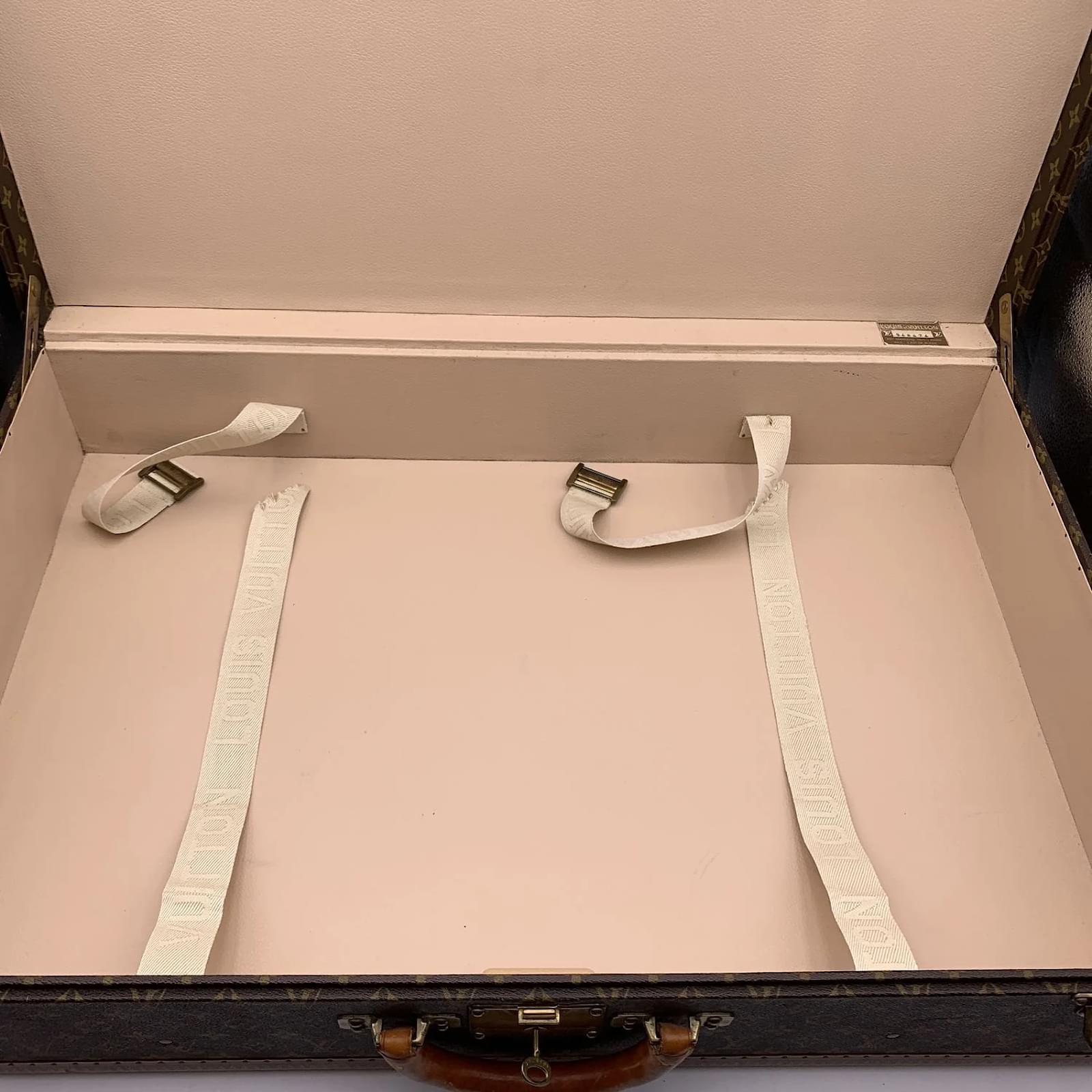 Valise Louis Vuitton Bisten 80 cm en toile monogram et cuir naturel