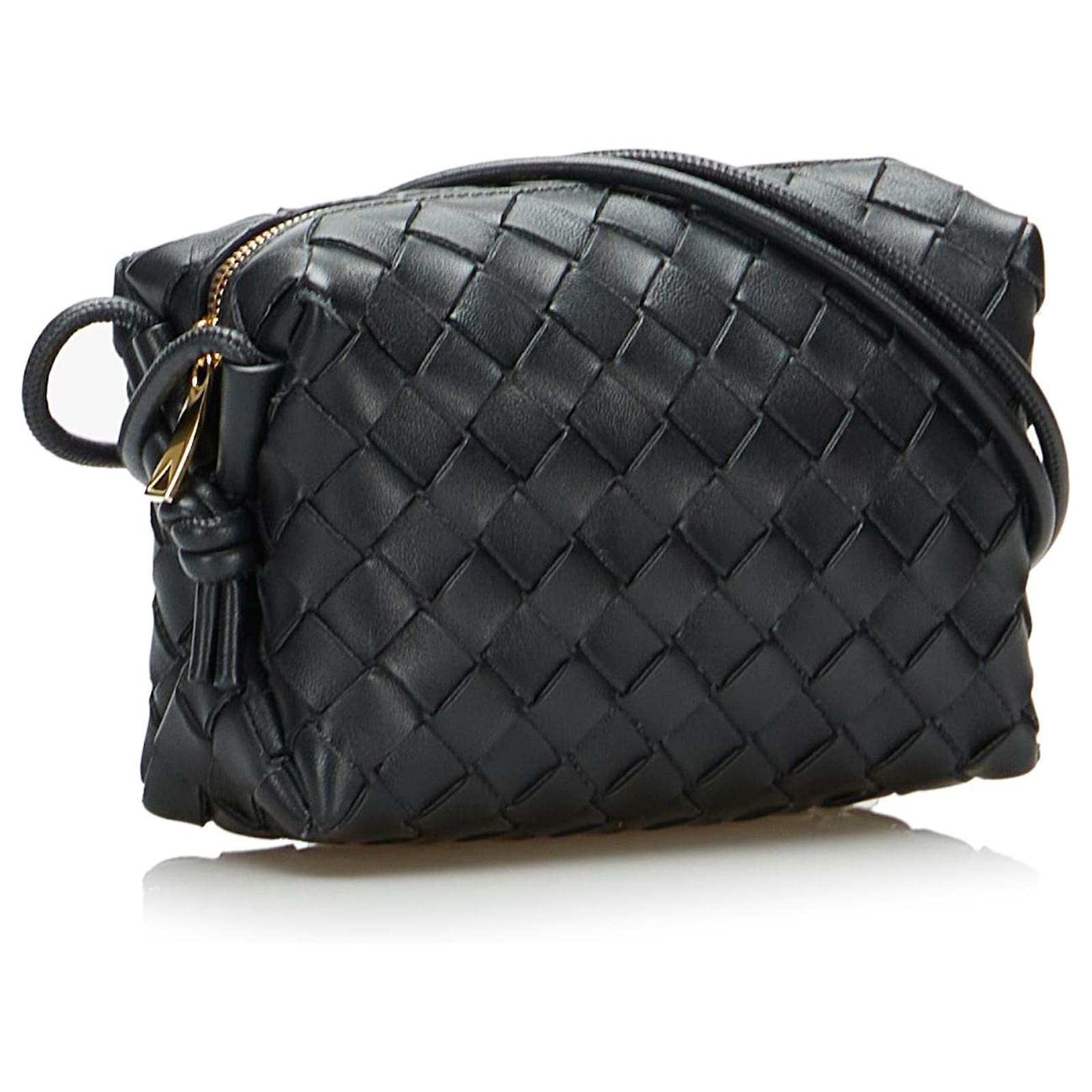 Bottega Veneta Black Mini Intrecciatio Loop Crossbody Bag Leather  Pony-style calfskin ref.971029 - Joli Closet