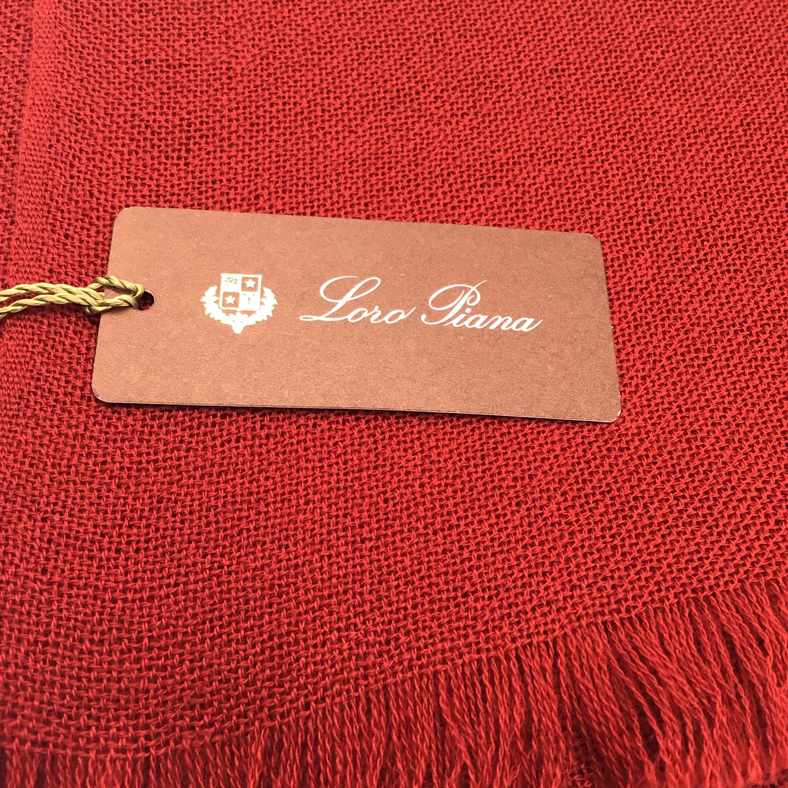 Loro Piana Red Golden Garza Cashmere and Silk Stole Scarf ref
