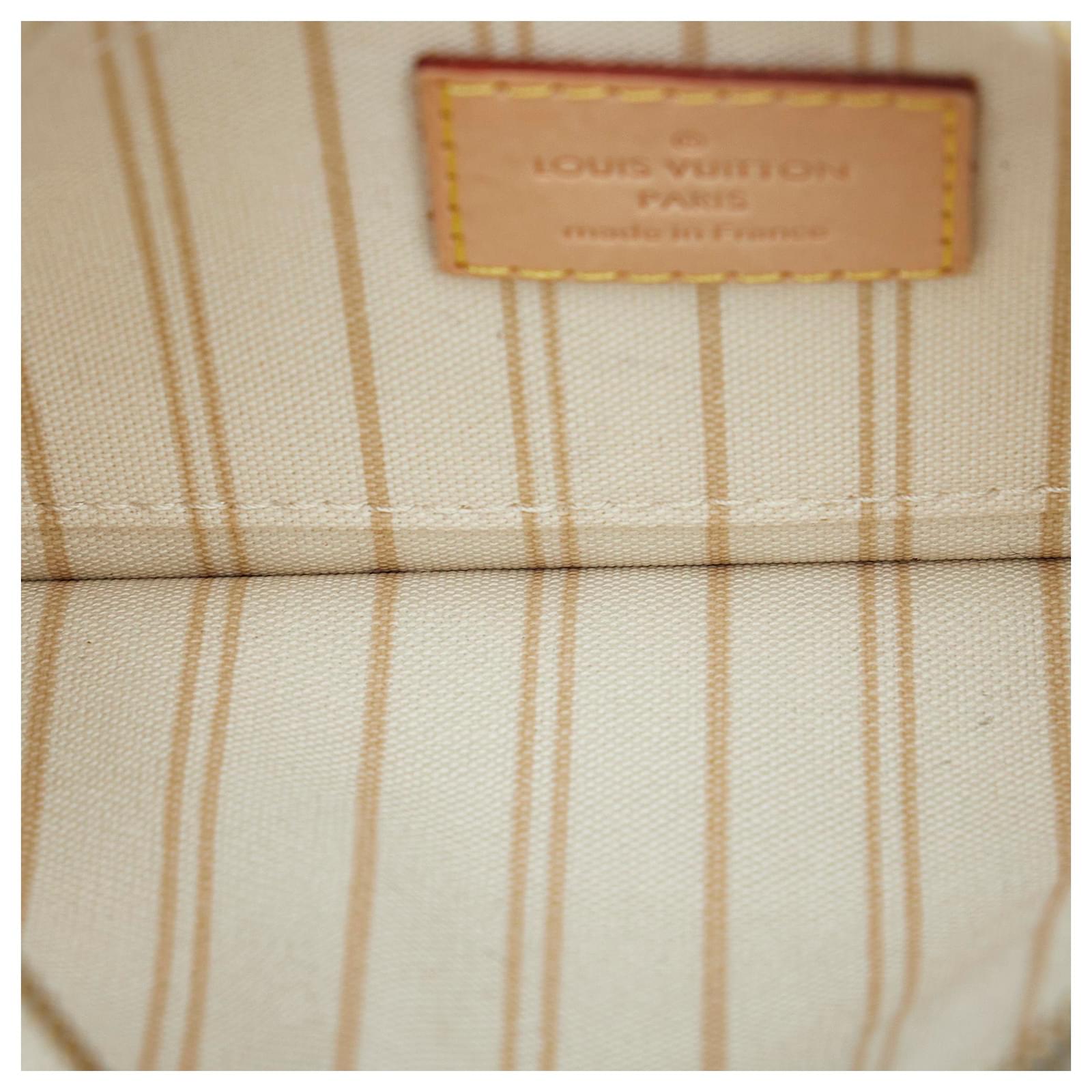 Louis Vuitton White Damier Azur Neverfull PM Blue Leather Cloth ref.971916  - Joli Closet