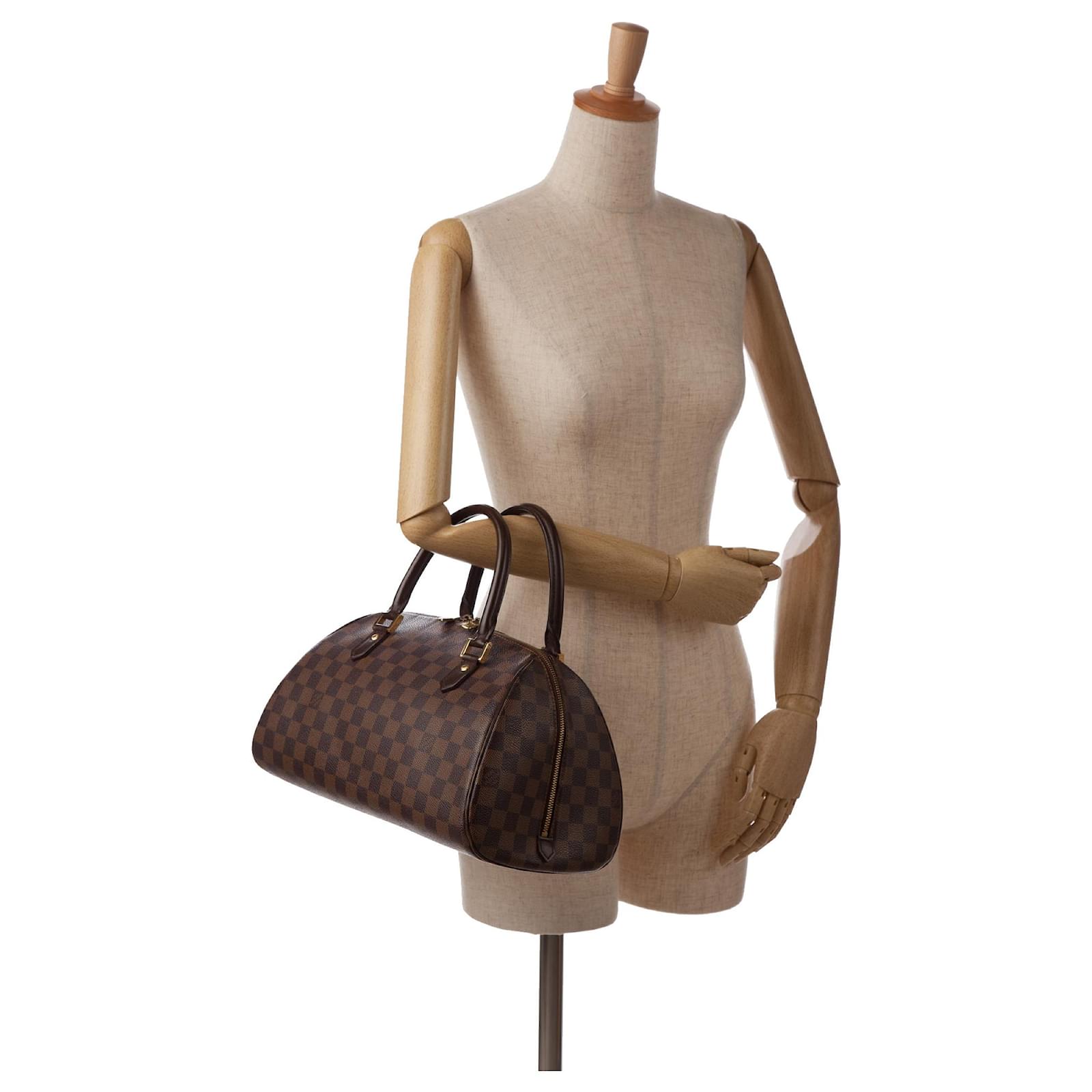 Louis Vuitton Brown Damier Ebene Ribera MM Leather Cloth Pony