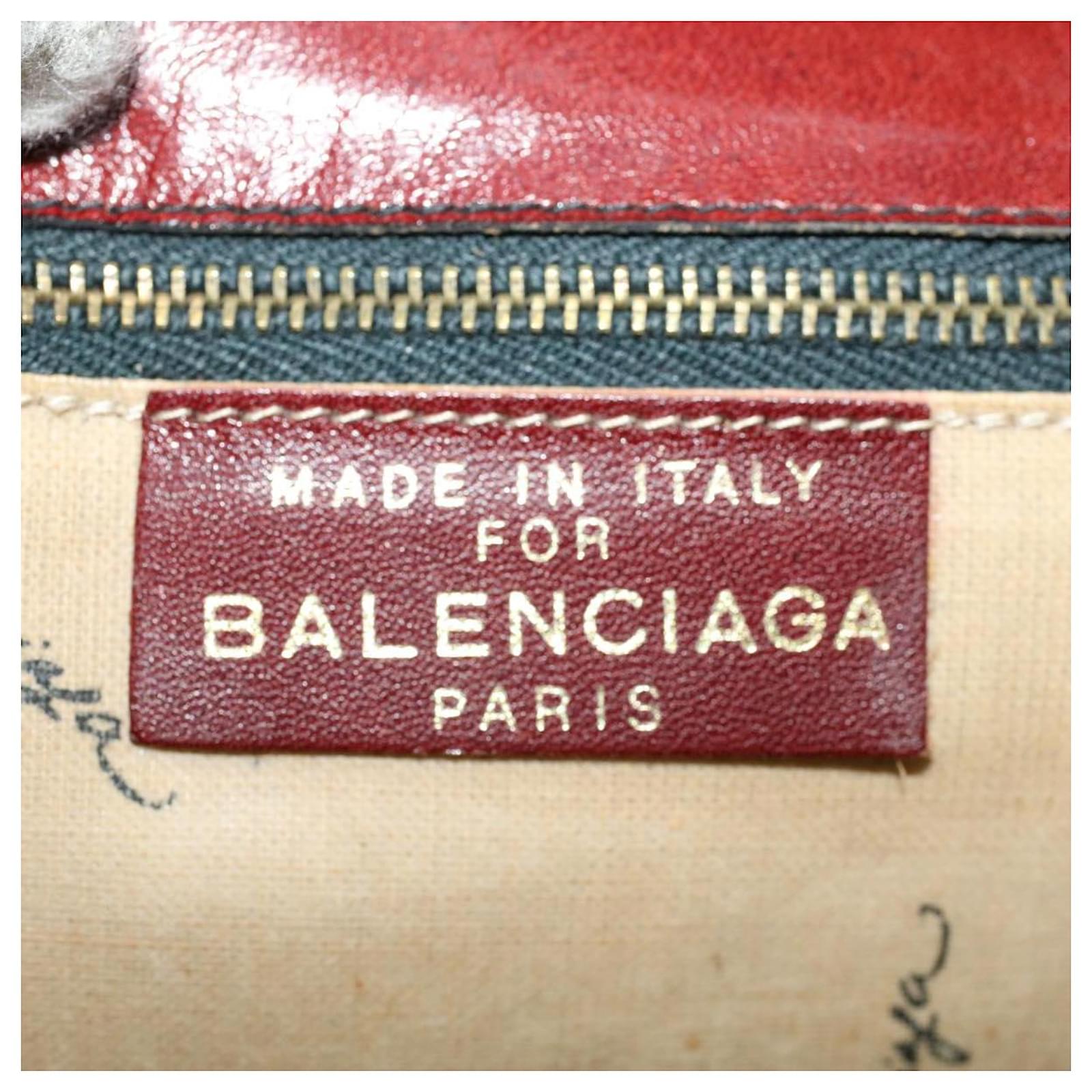 BALENCIAGA Shoulder Bag Canvas Leather 3Set Gray Navy Red Auth