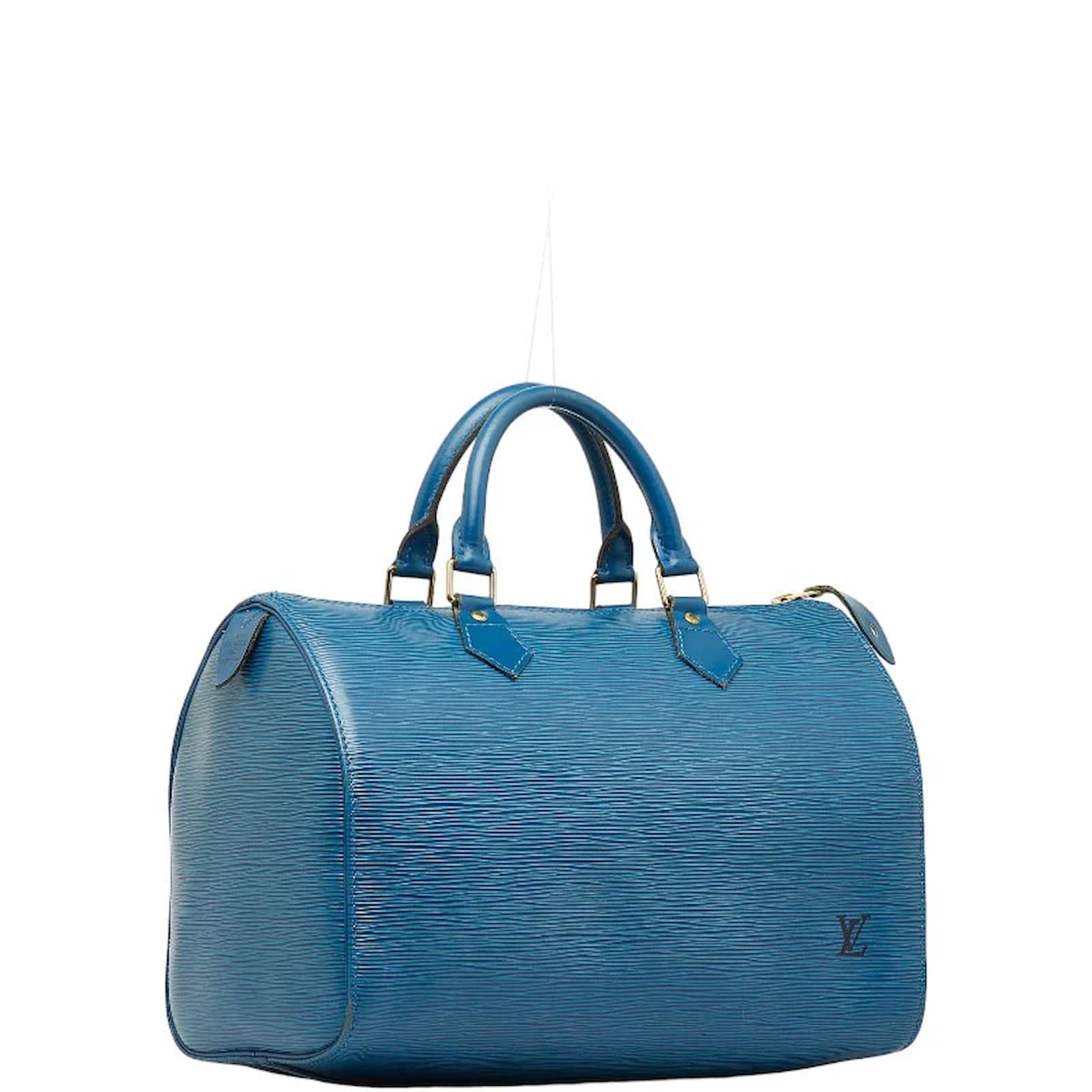 Louis Vuitton Epi Speedy 30 M43005 Blue Leather Pony-style