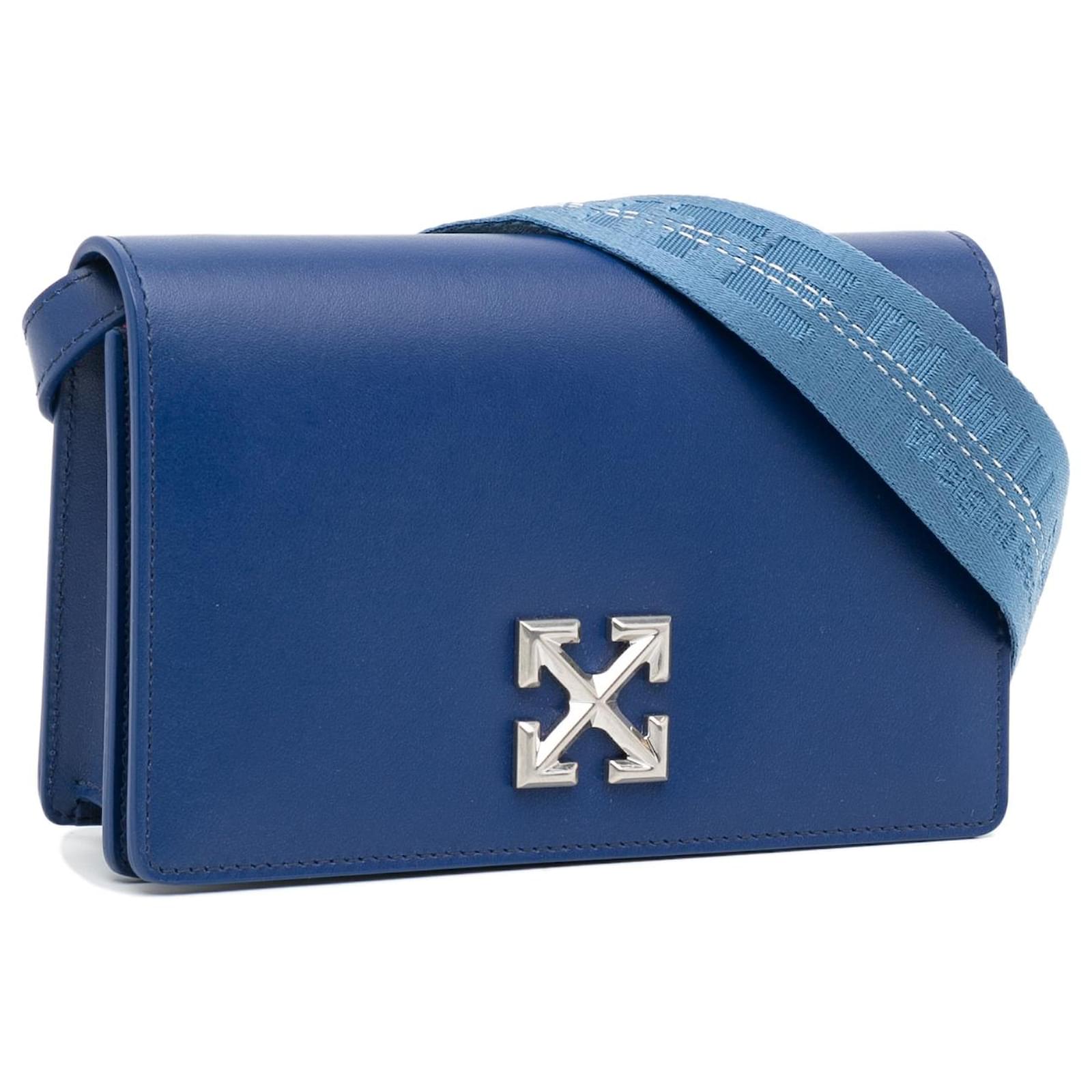 Jitney Leather Shoulder Bag in Blue - Off White
