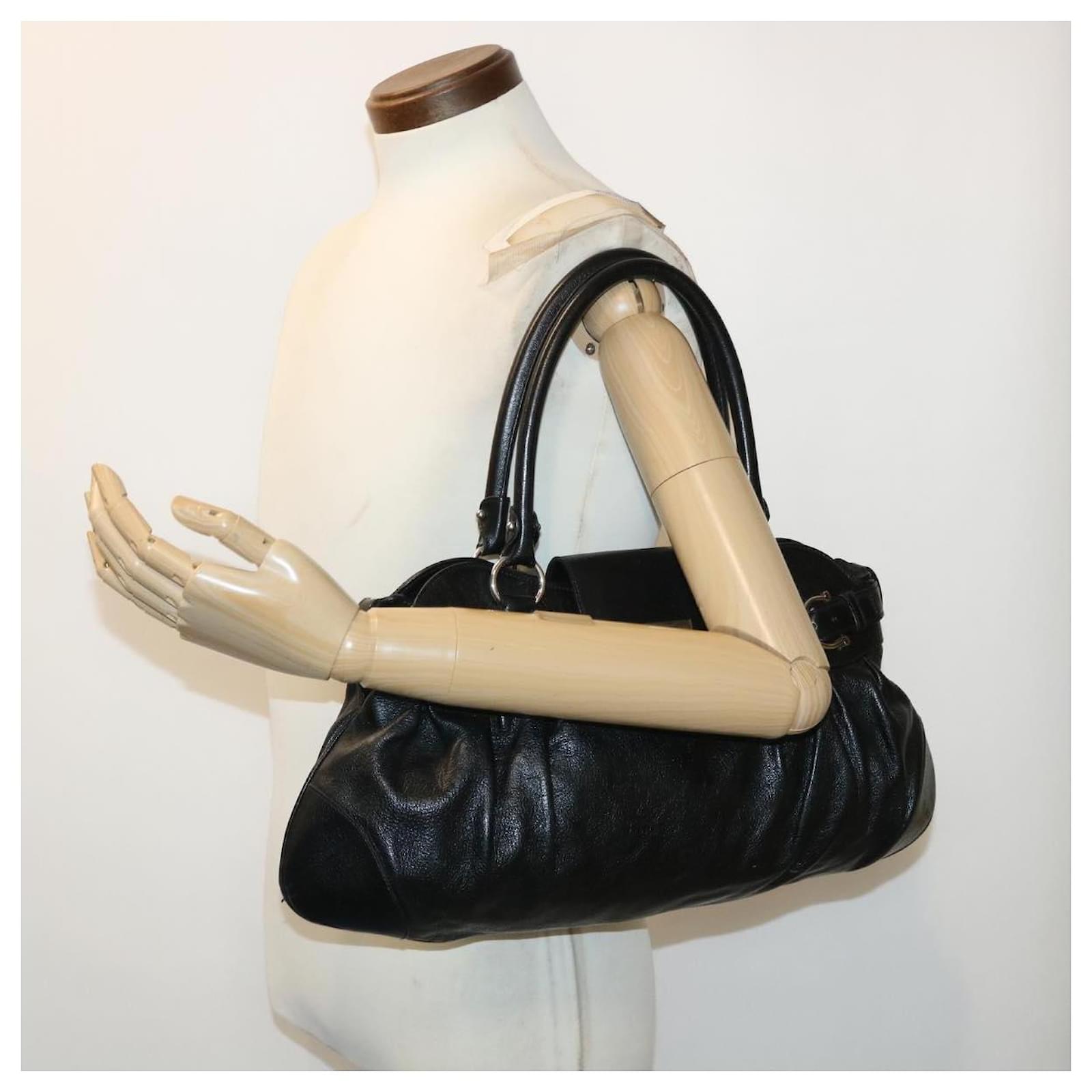 【関税&送料込】Salvatore Ferragamo Black Leather Medium Smi Salvatore Ferragamo Black Leather Medium Sookie Satchel Bag