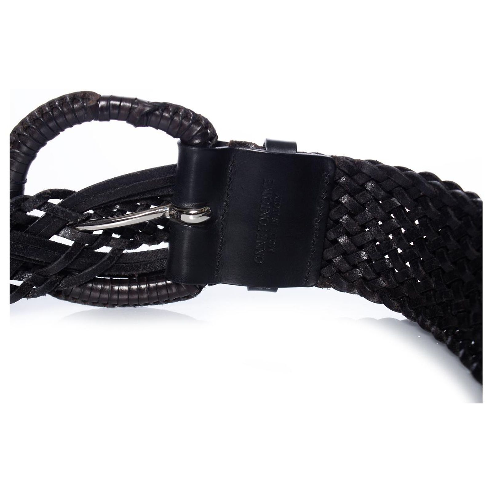 Anne Fontaine Braided leather belt AMELIE Black & White Slim Floral Leather Belt: Women main image 4