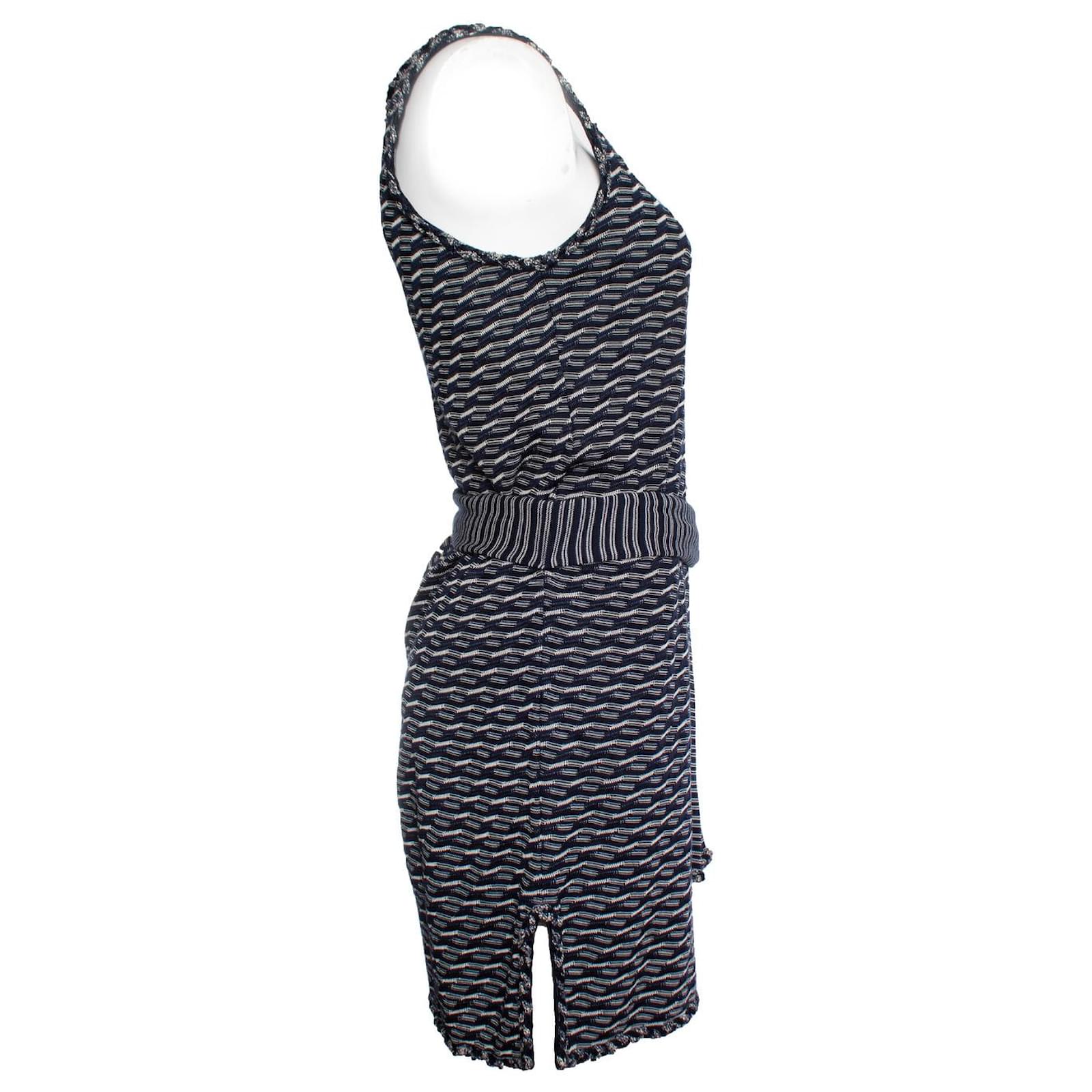 Chanel, Blue and white wrap dress Viscose ref.1003191 - Joli Closet
