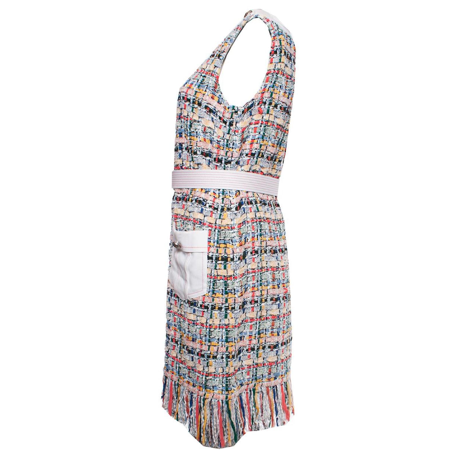 Chanel, tweed mid-length dress Multiple colors Cotton ref.1003603 - Joli Closet Chanel, tweed mid-length dress Multiple colors Cotton ref.1003603 - Joli Closet