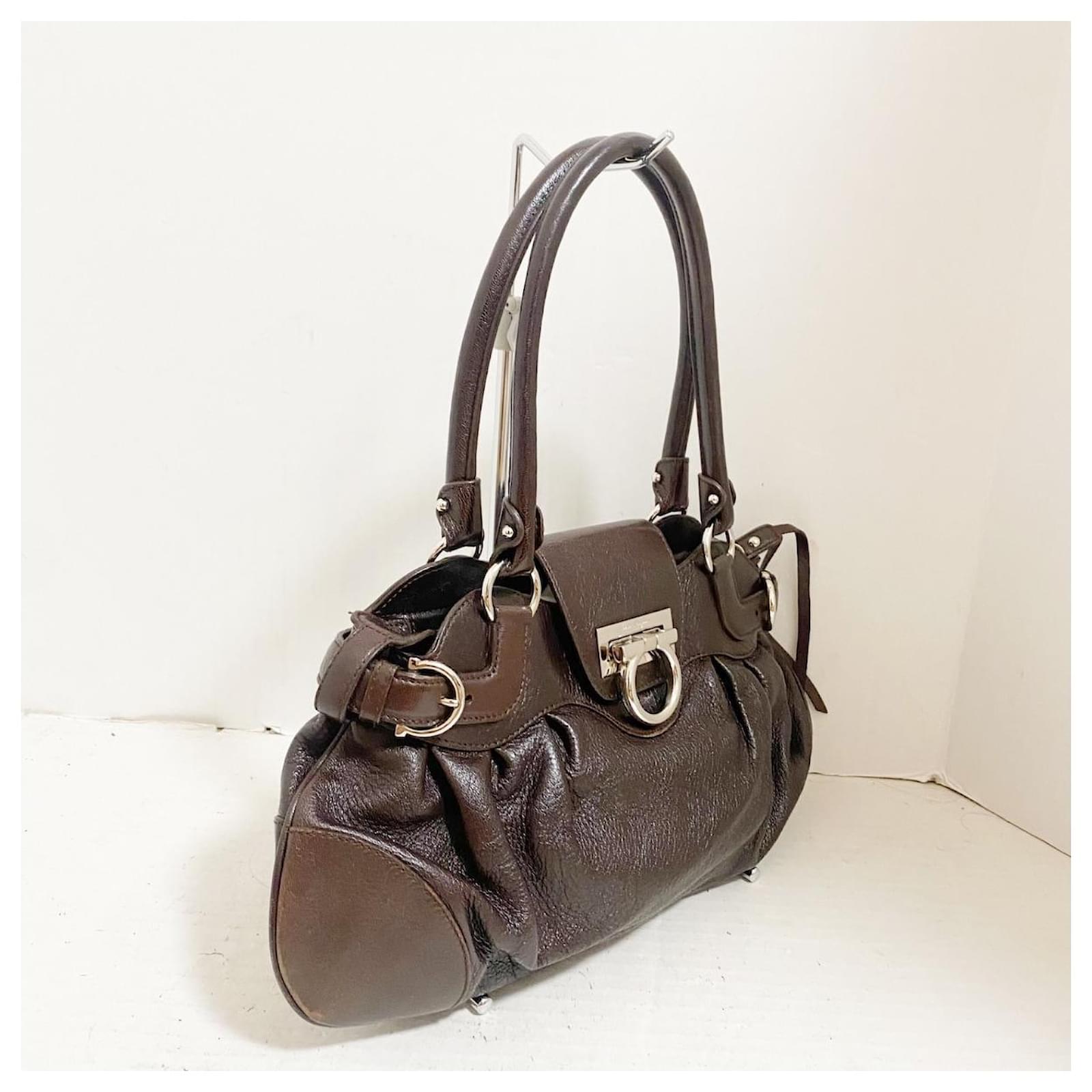 SALVATORE FERRAGAMO Brown Leather Small on sale Marisa Bag