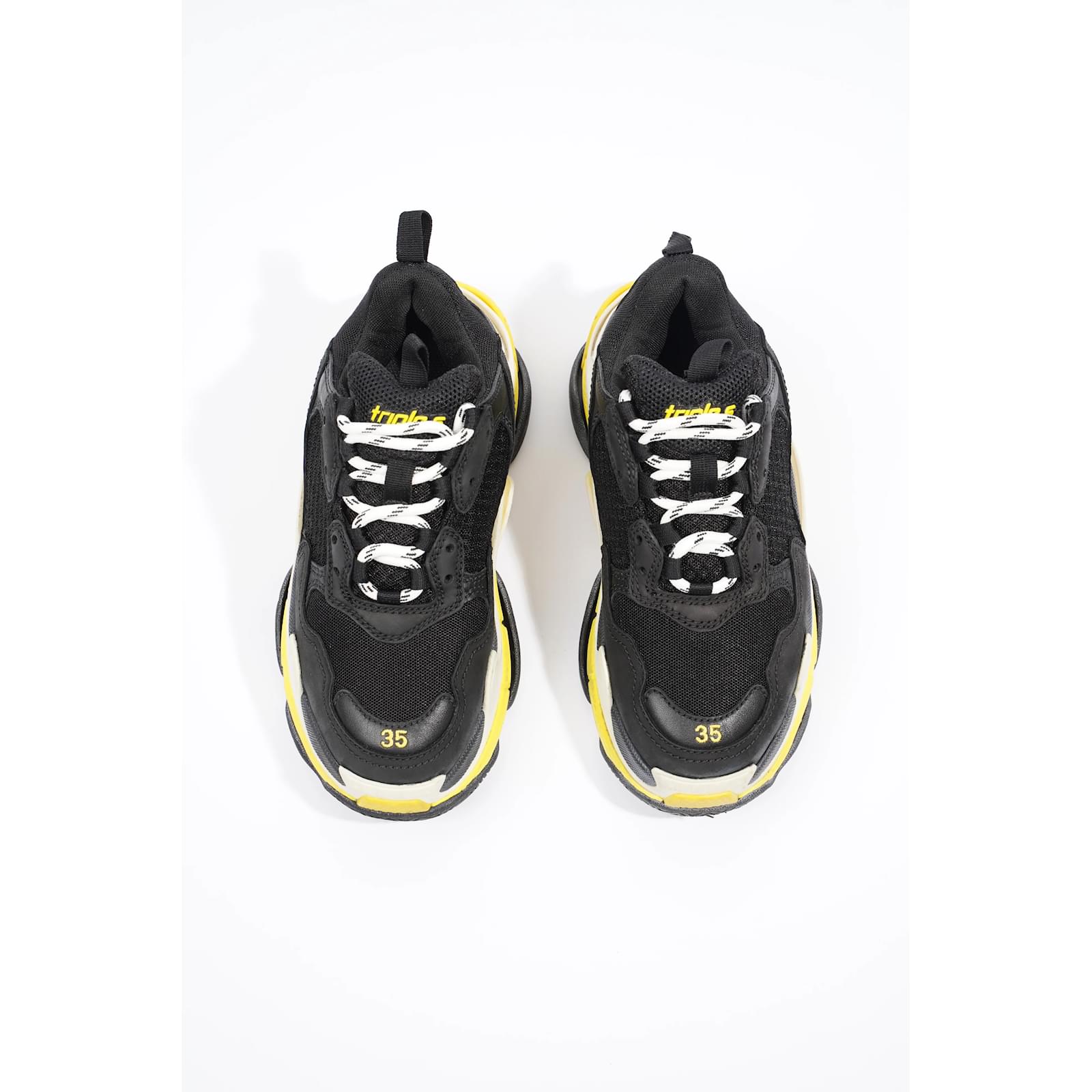 Balenciaga Triple S Nere Giallo UE 35 UK 2 Nero Tela ref.1005634 Joli Closet