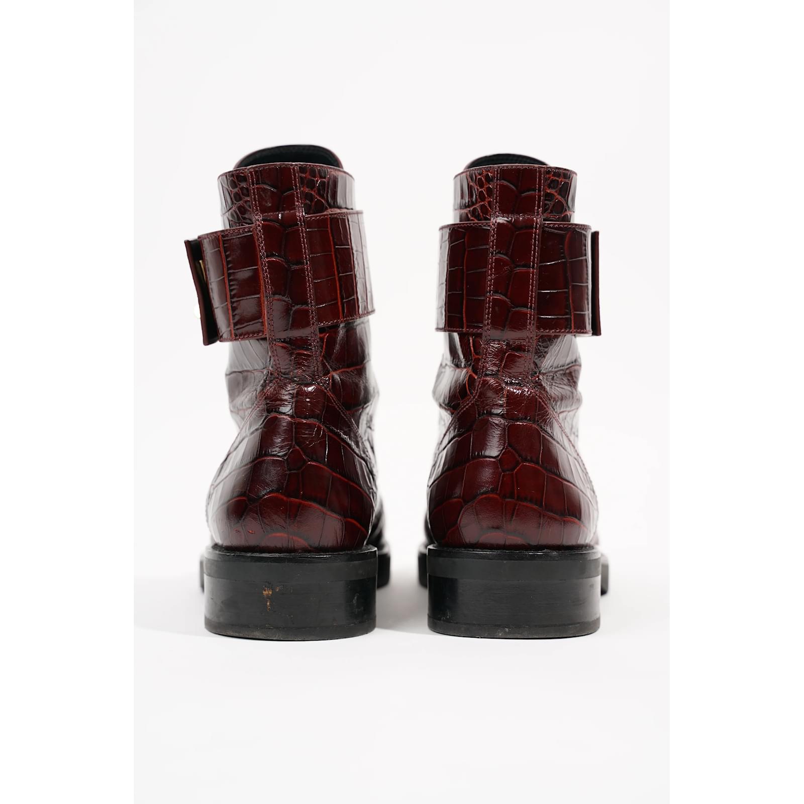 Louis Vuitton Womens Crocodile Leather Boot Burgundy EU 39 / UK 6