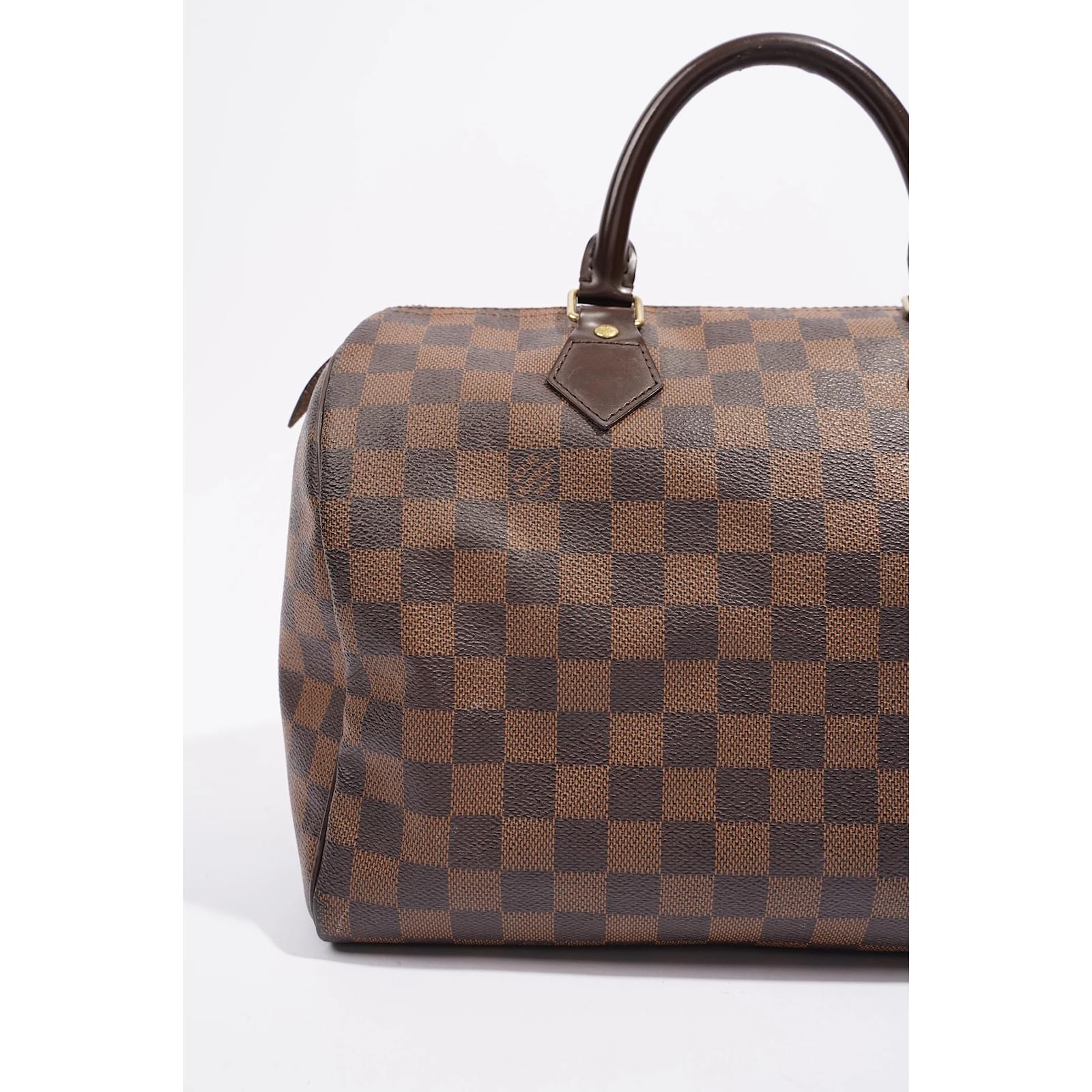 Louis Vuitton, Bags, Louis Vuitton Lv Speedy 3 Handbag Damier Ebene Brown  Red Interior Authentic