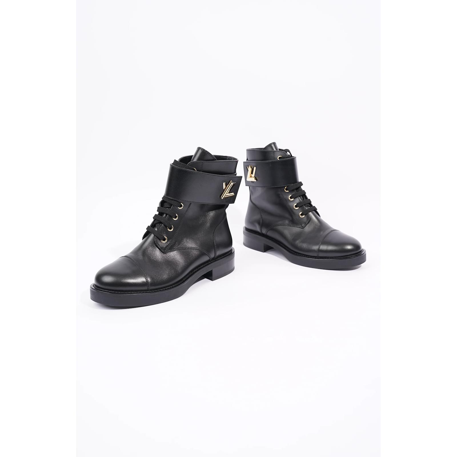 Louis Vuitton Black/Brown Leather And Monogram Canvas Wonderland Ranger Combat  Boots Size 39.5 Louis Vuitton