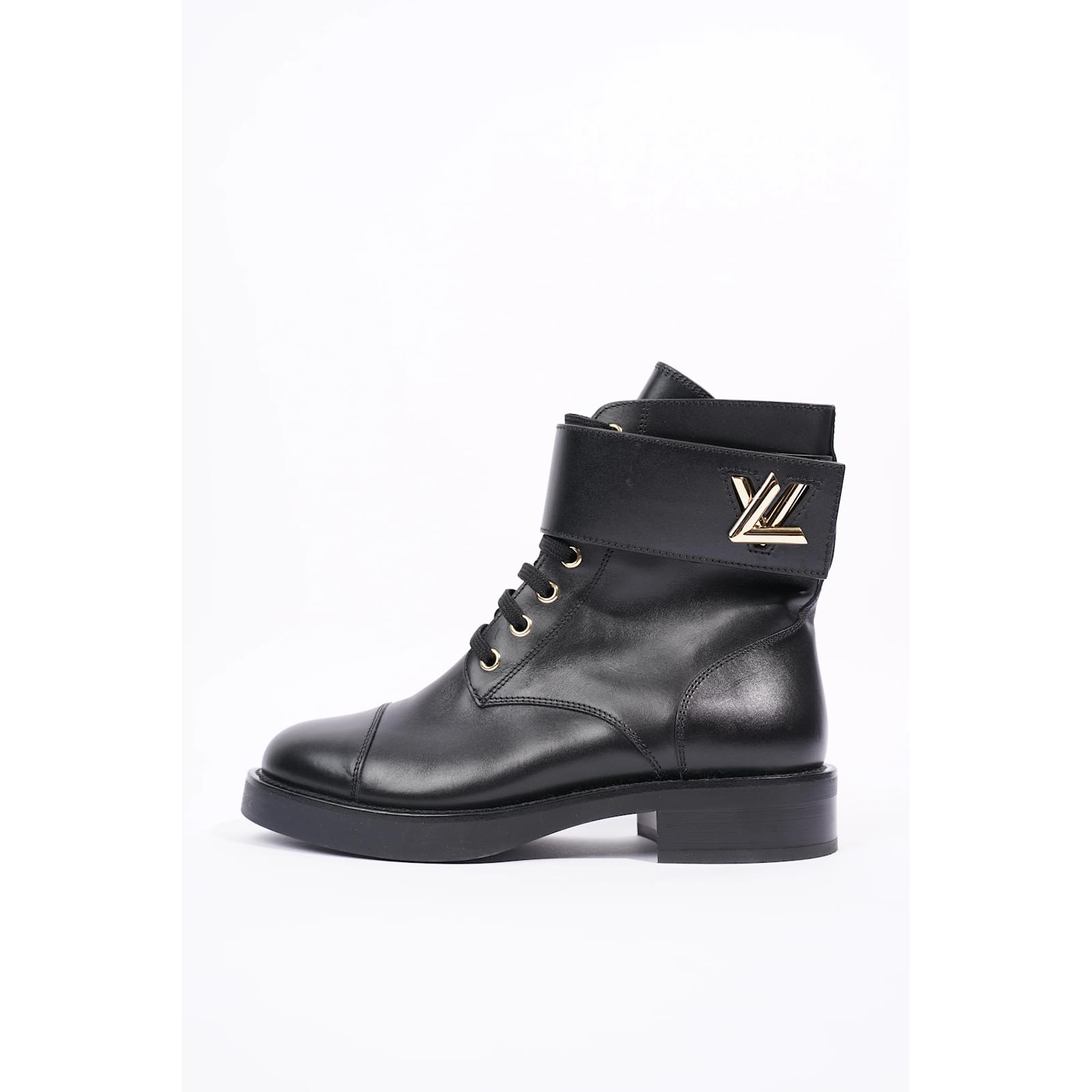 LOUIS VUITTON Black Monogram Leather Wonderland Ankle Boot 38 US 8 UK 5 AU  7