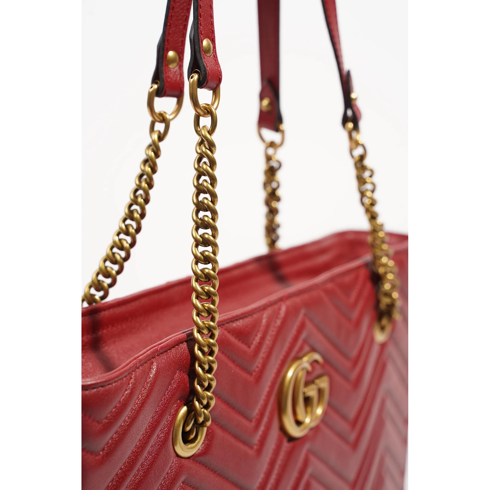 Gucci Womens Marmont Tote Red Medium Golden Leather ref.1005878 - Joli  Closet