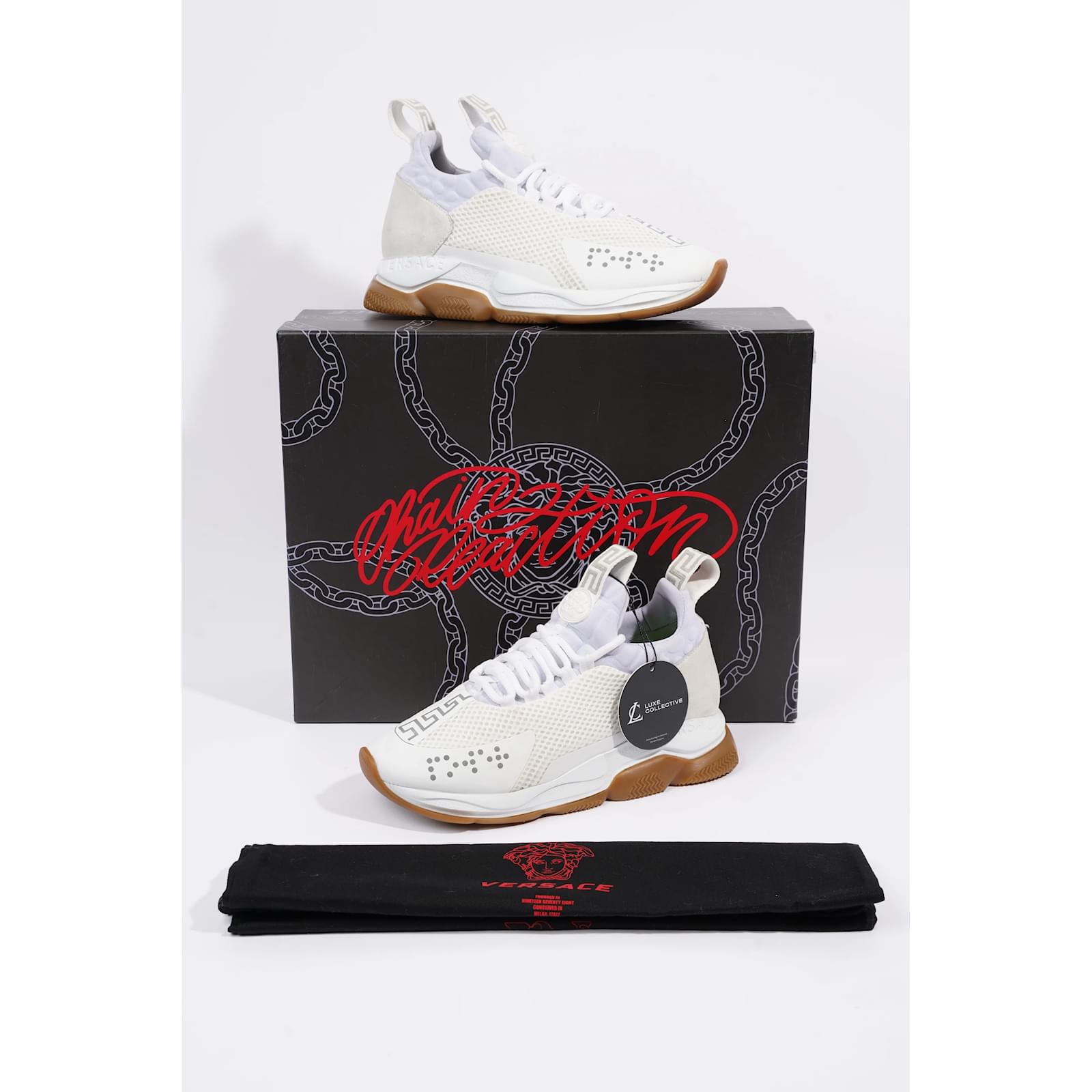 Versace Cross Chainer White EU 37.5 UK 4.5 Leather ref.1005965