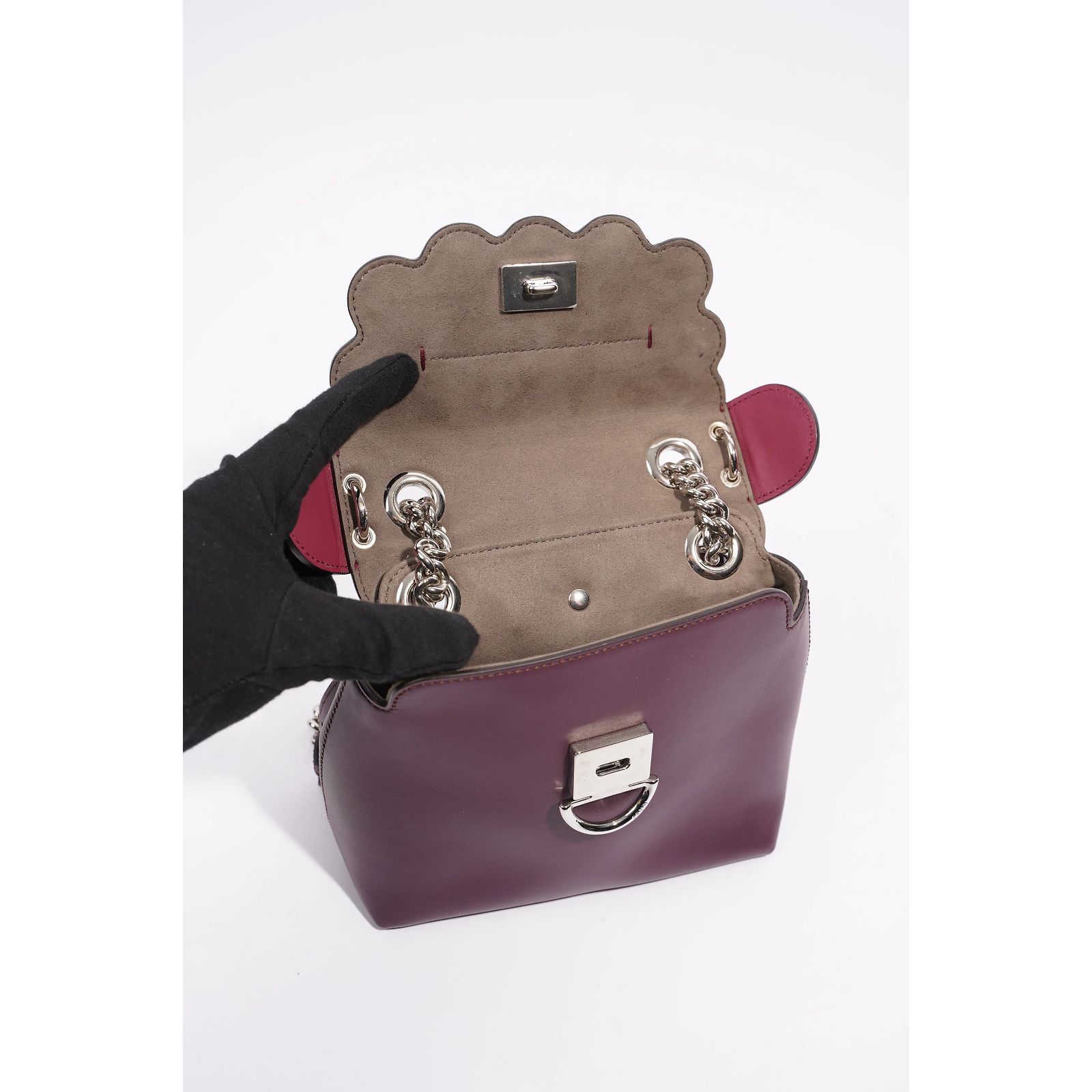 Fendi Womens Pearl Scalloped Mini Back To School Backpack 
