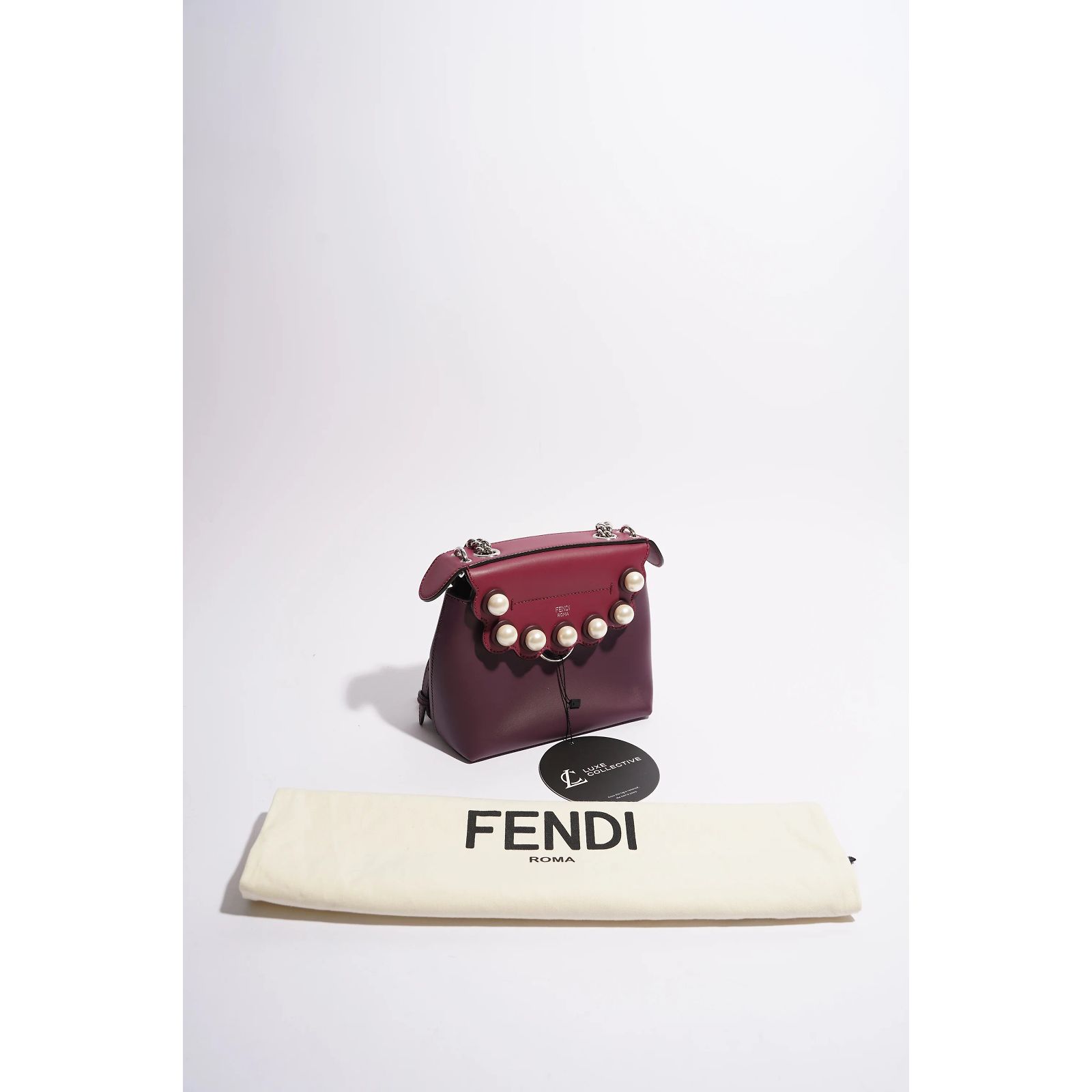 Fendi Womens Pearl Scalloped Mini Back To School Backpack  display picture 1
