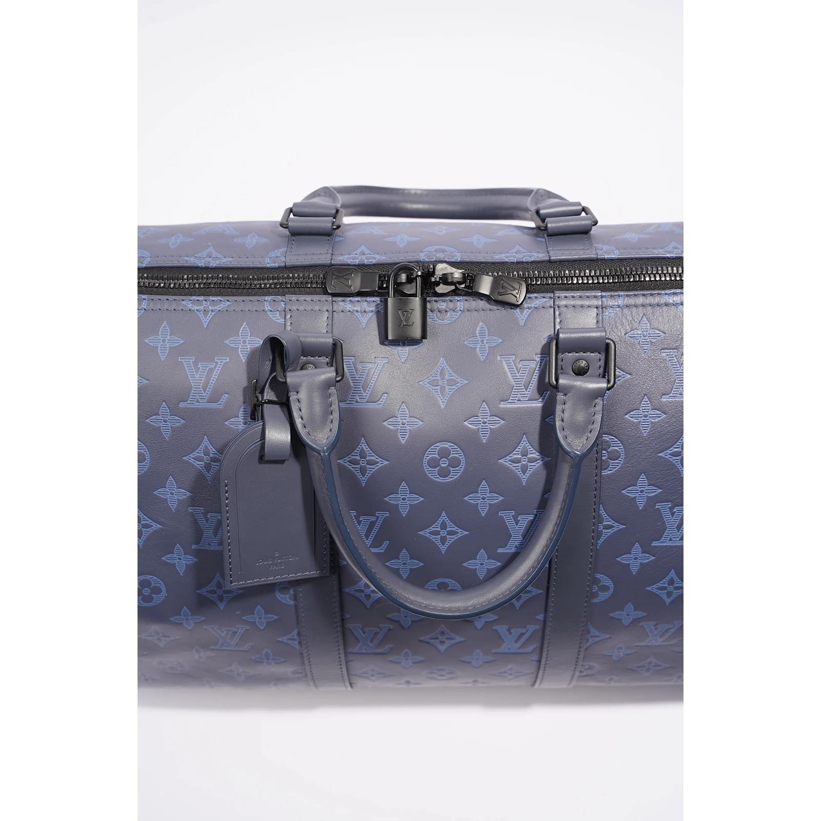 Keepall para hombre Louis Vuitton 50 Cuero azul sombra