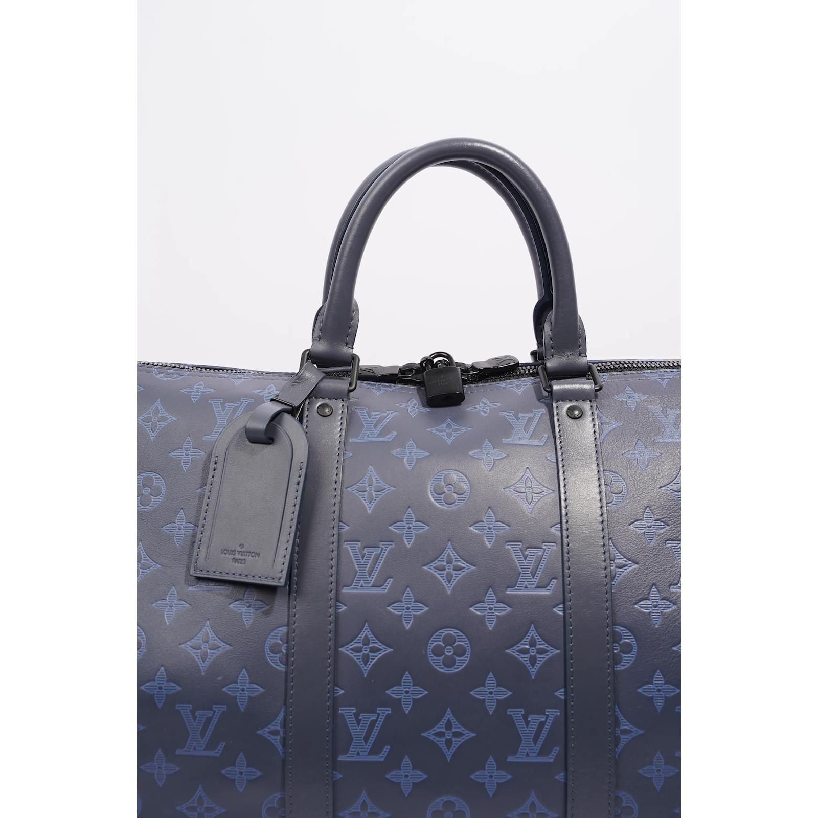 Keepall para hombre Louis Vuitton 50 Cuero azul sombra ref.1006490